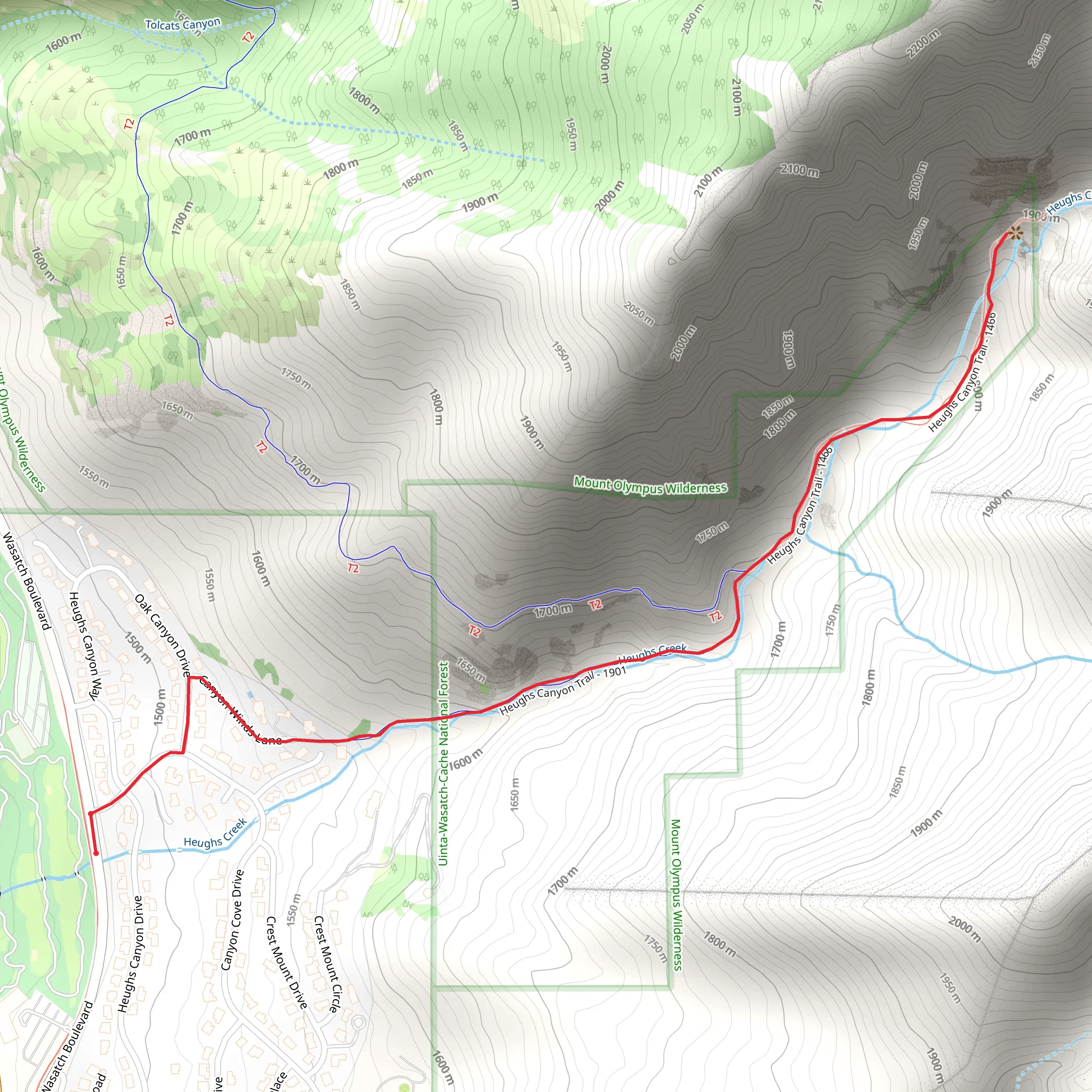 Heughs Canyon Trail mobile static map