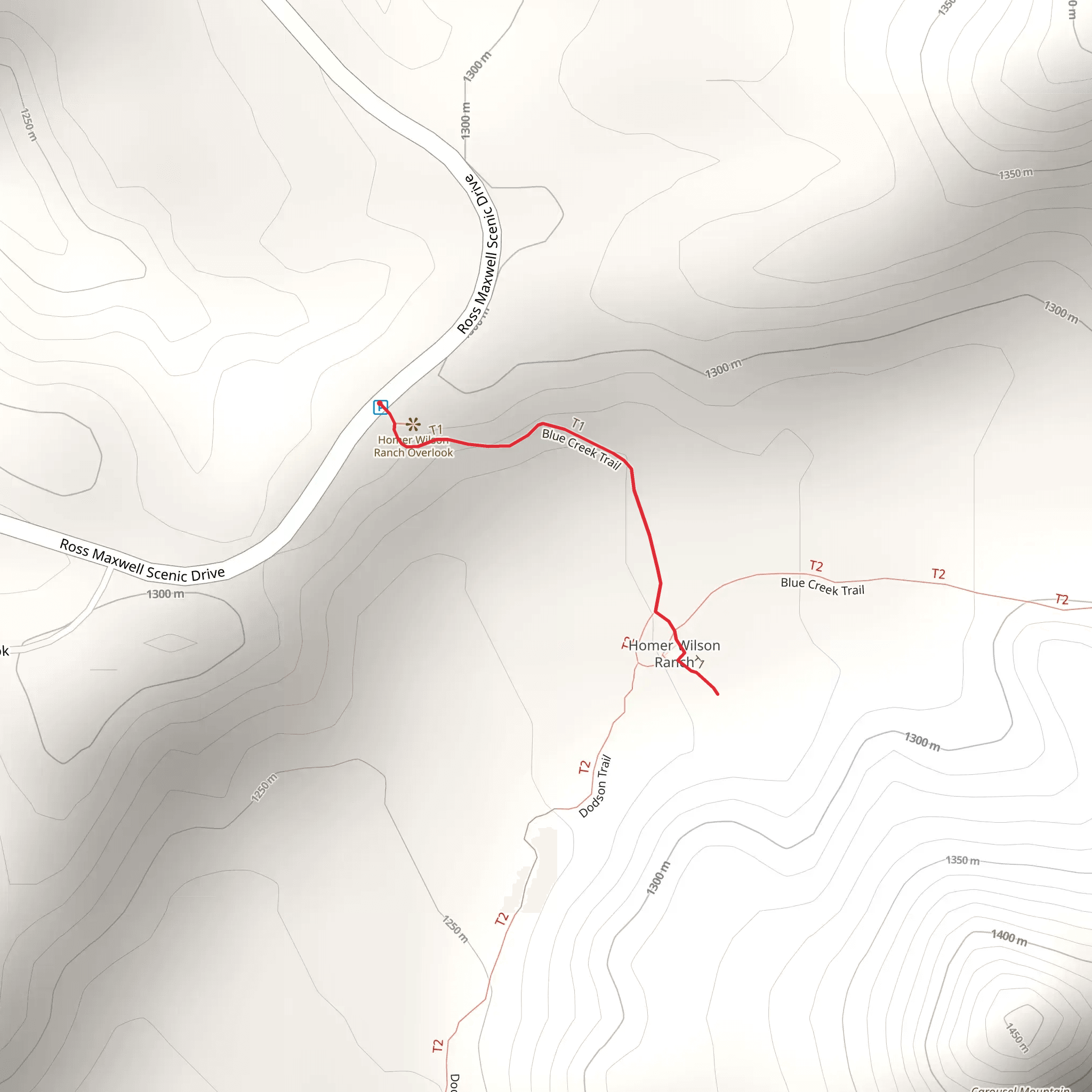 Blue Creek Trail Out and Back mobile static map