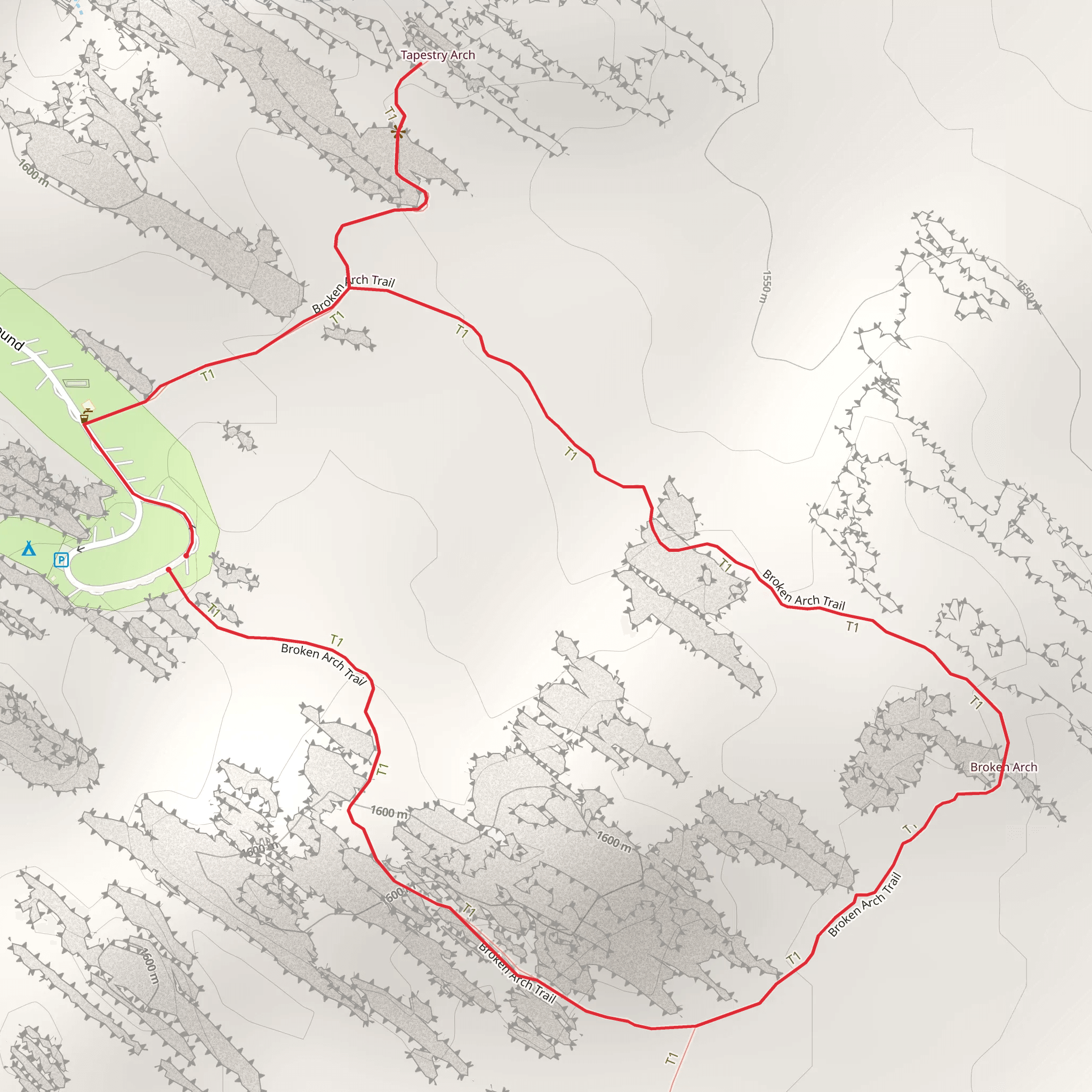 Broken Arch Access Trail mobile static map
