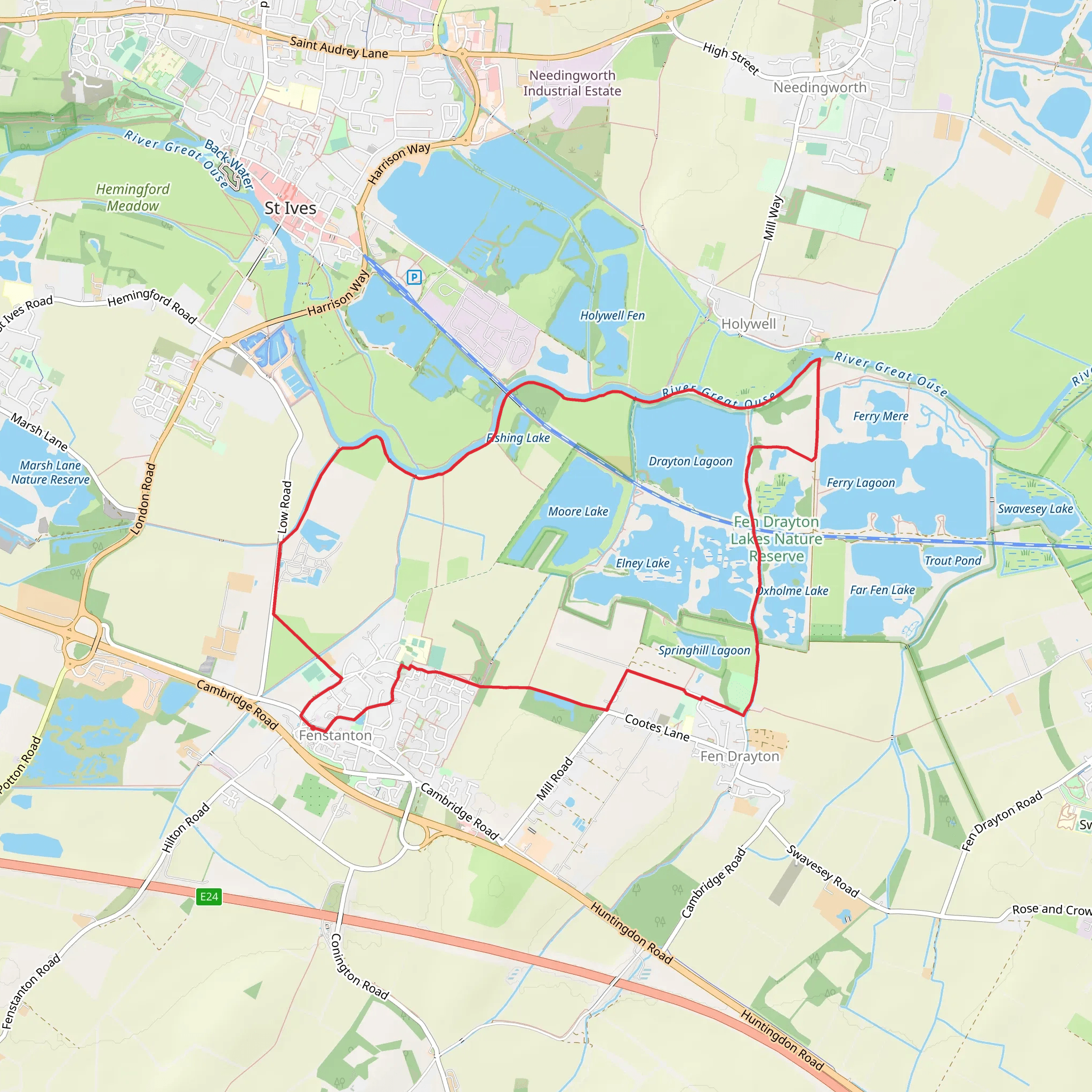 Fenstanton to Fen Drayton Loop mobile static map
