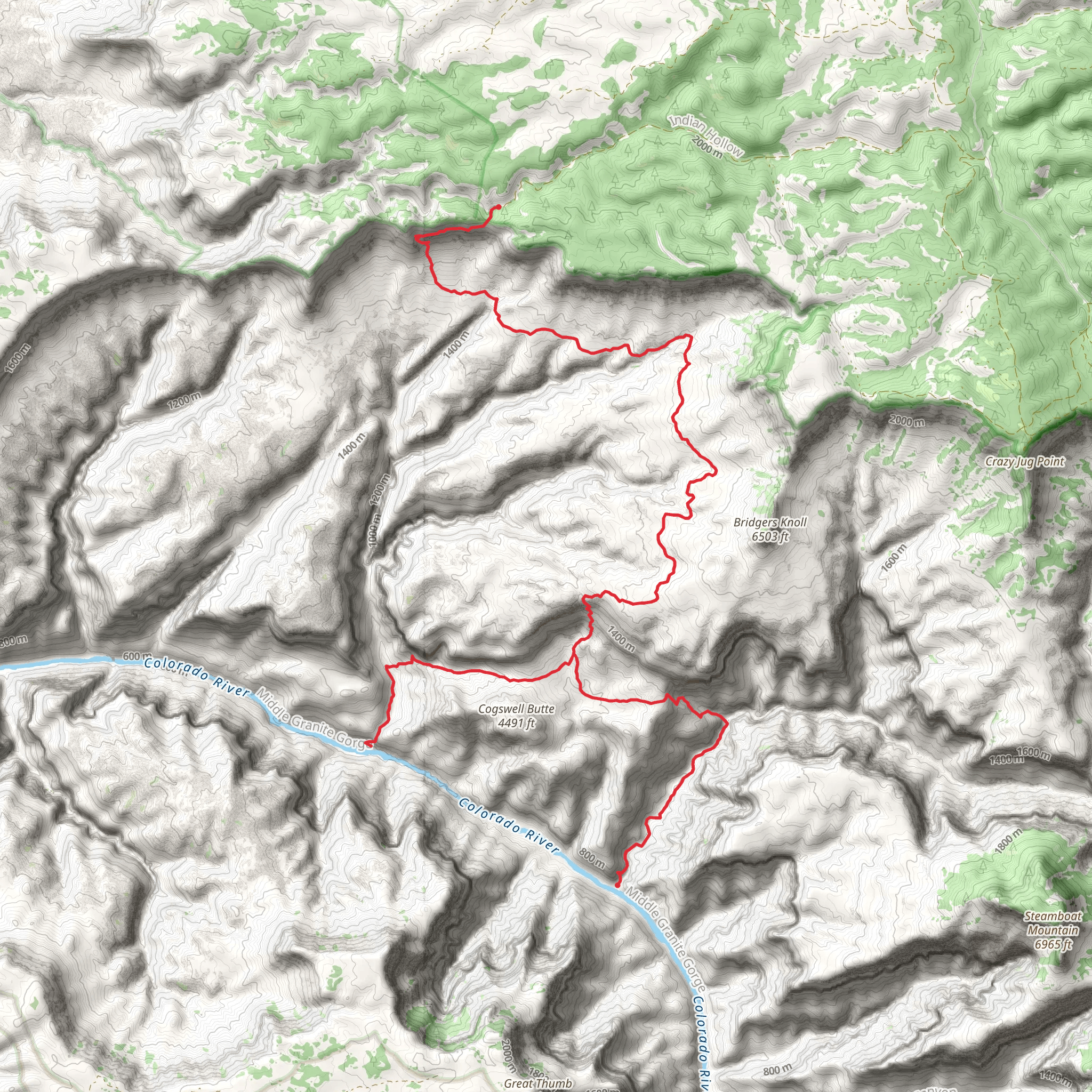 Thunder River Trail to Deer Creek Trail mobile static map