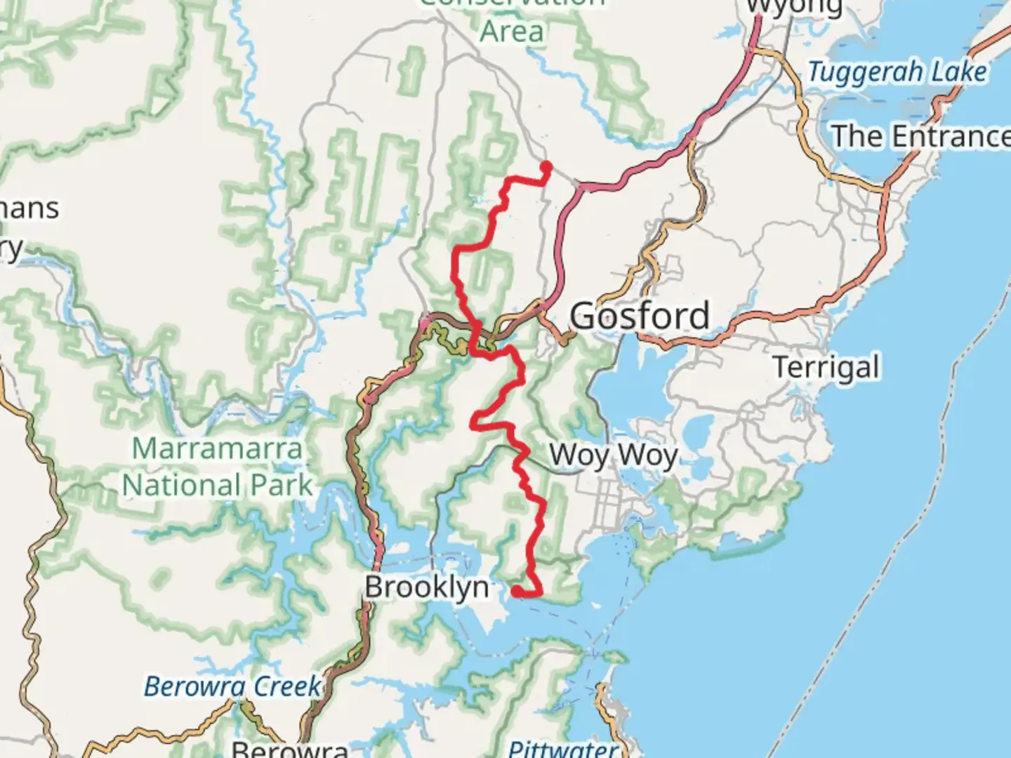 An image depicting the trail The Great North Walk 3 Day - Patonga to Somersby and its surrounding area.