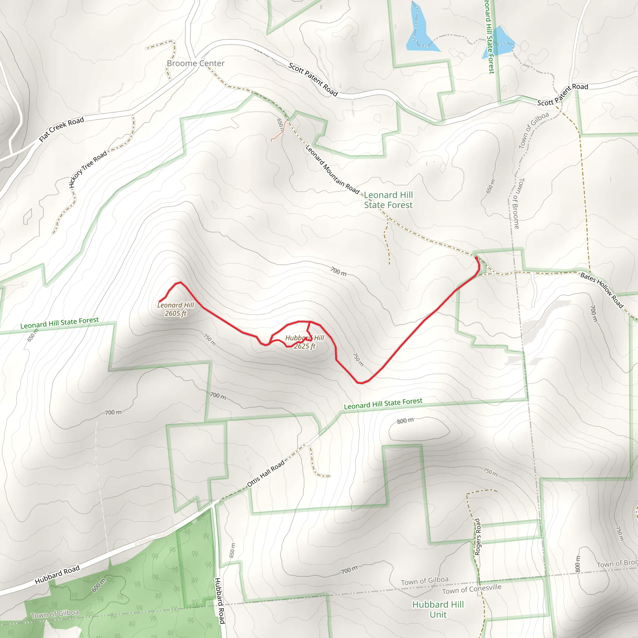 Leonard Hill and Hubbard Hill Trail mobile static map