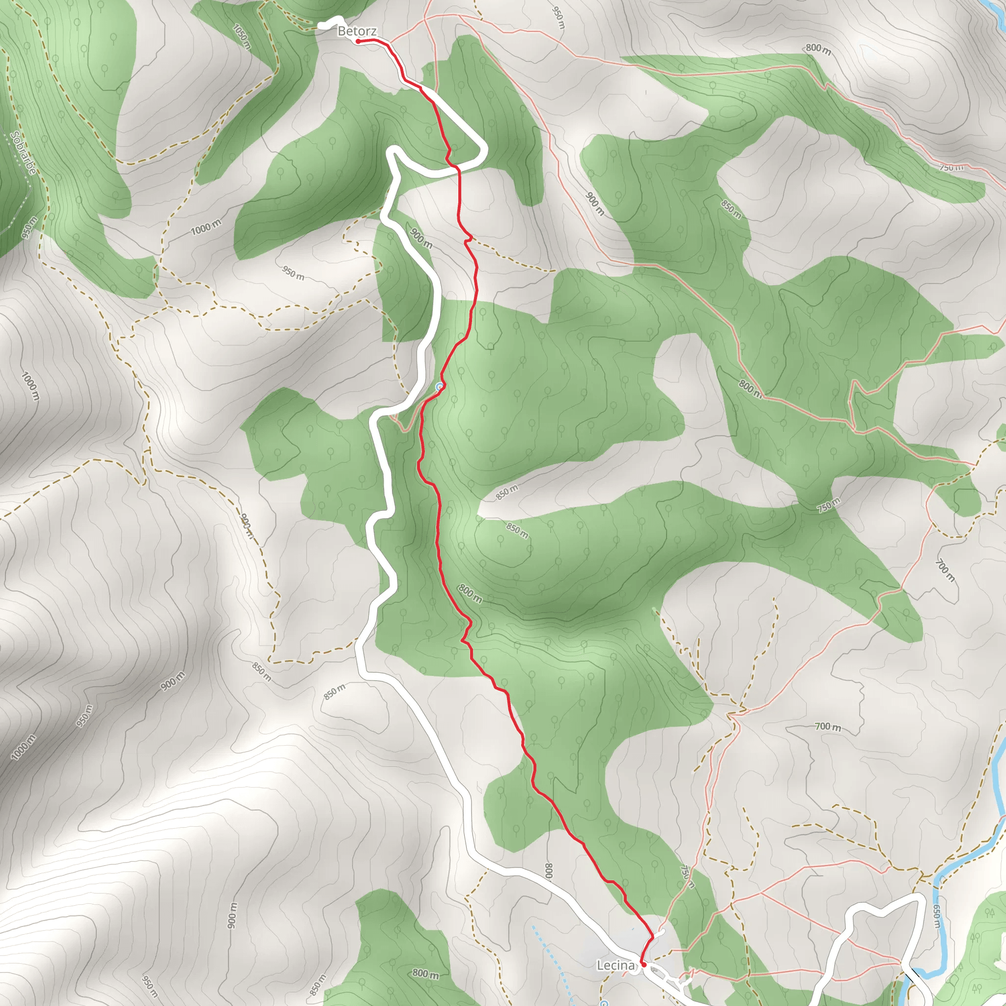 Lecina - Betorz PR HU 057-a mobile static map