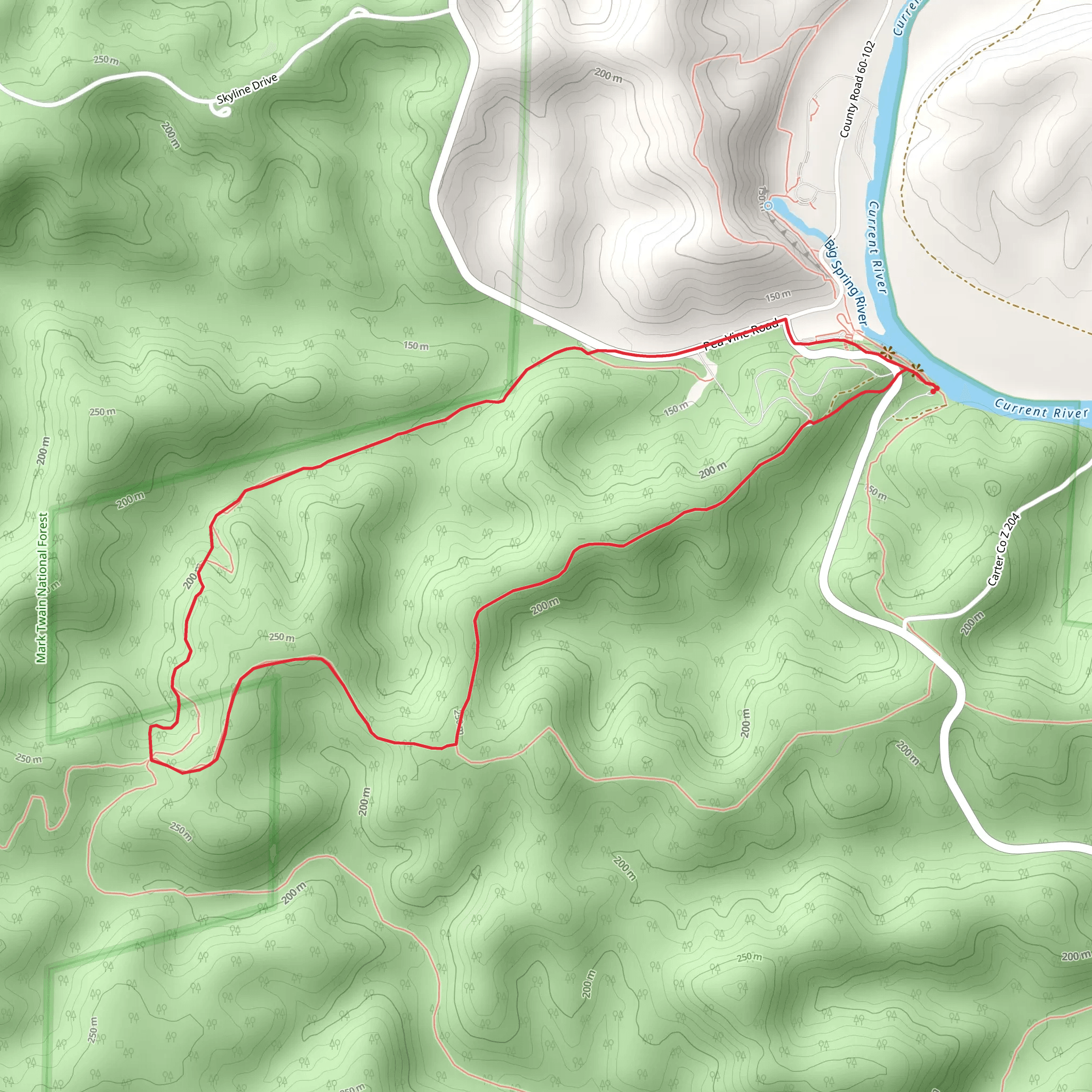 Big Spring - Stone Ridge Loop Trail mobile static map