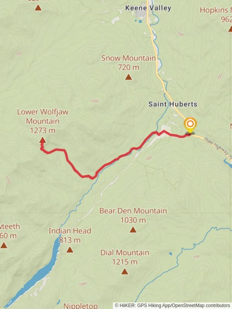 An image depicting the trail Lower Wolfjaw Mountain via West River Trail and its surrounding area.