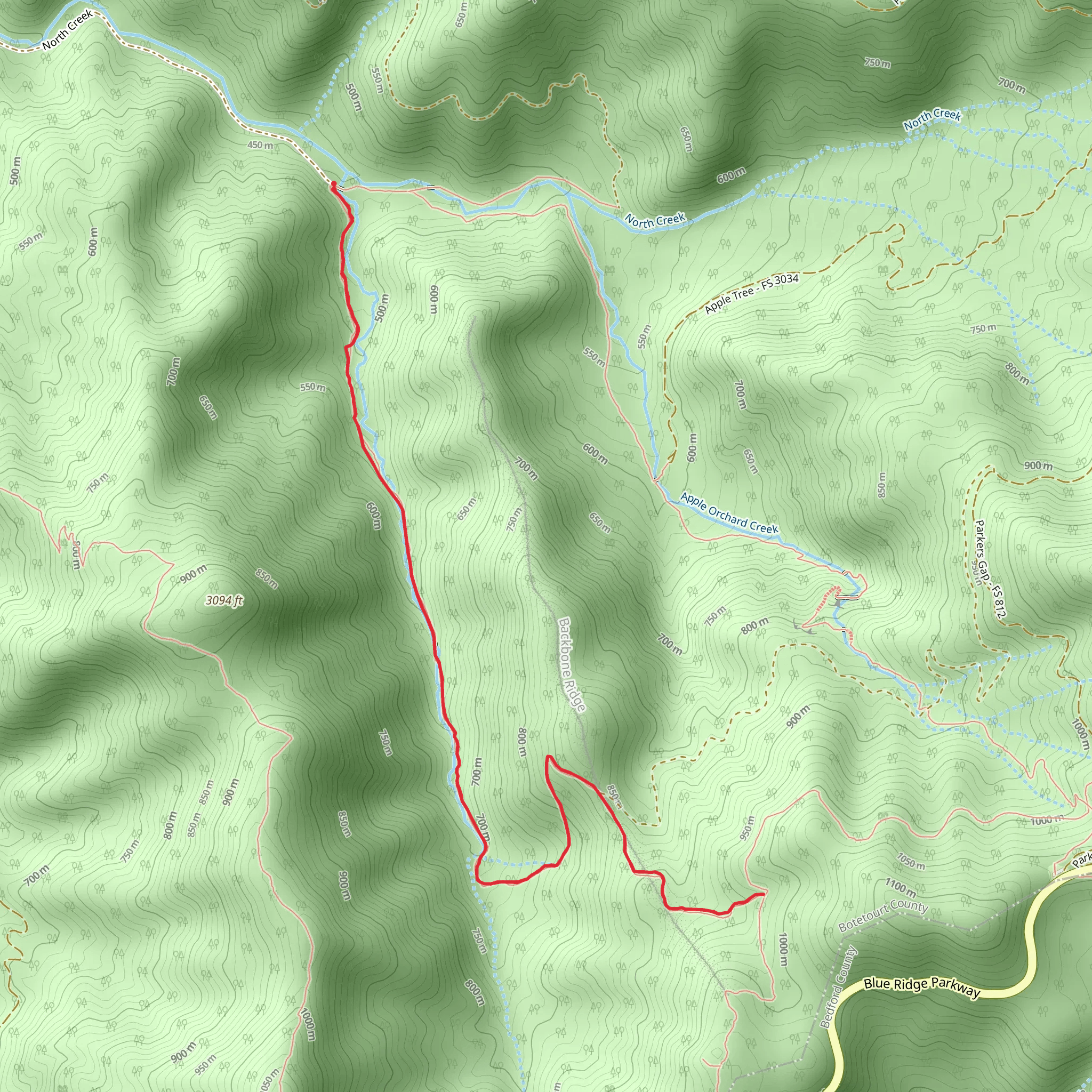 Cornelius Creek Trail mobile static map