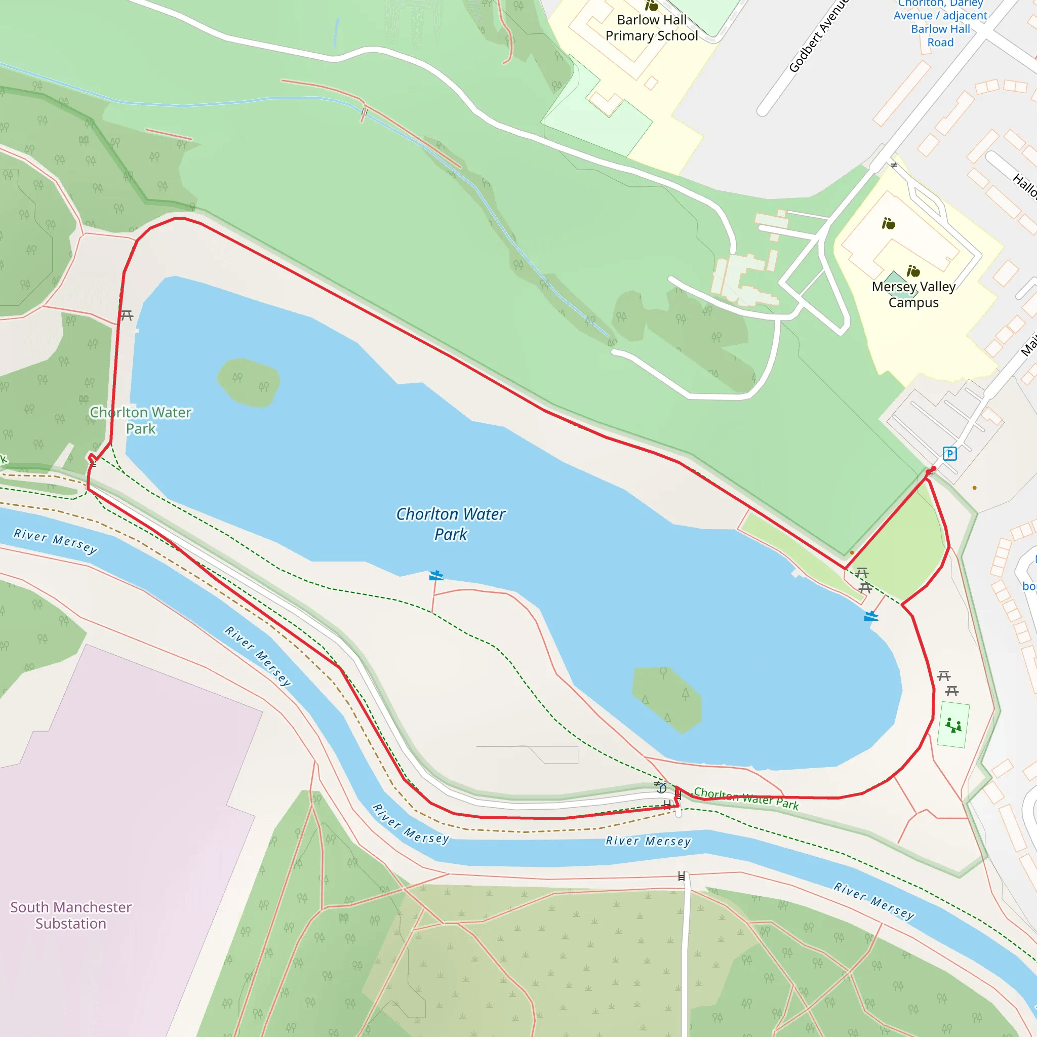 Chorlton Water Park Loop mobile static map