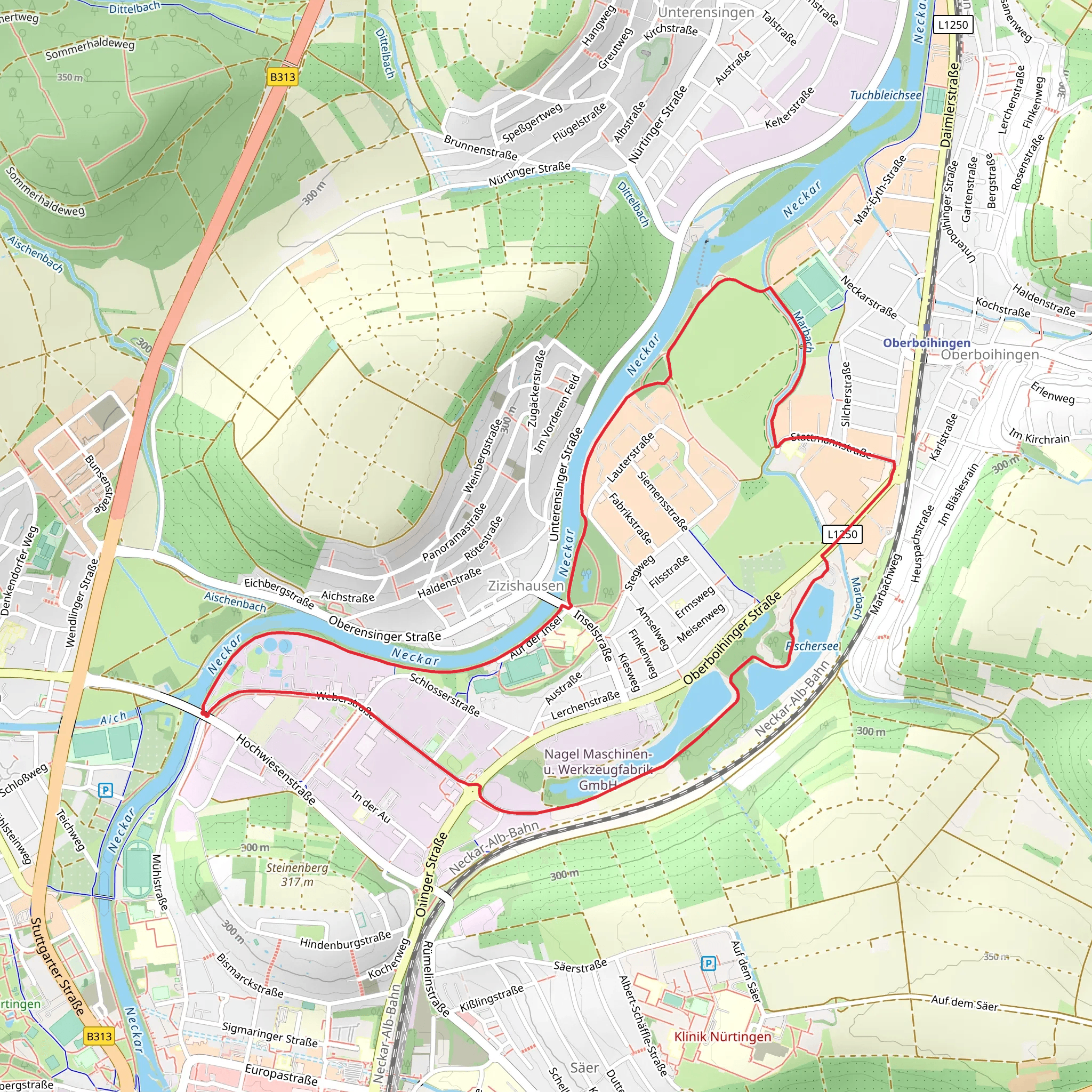 Neckar and Fischersee Loop mobile static map