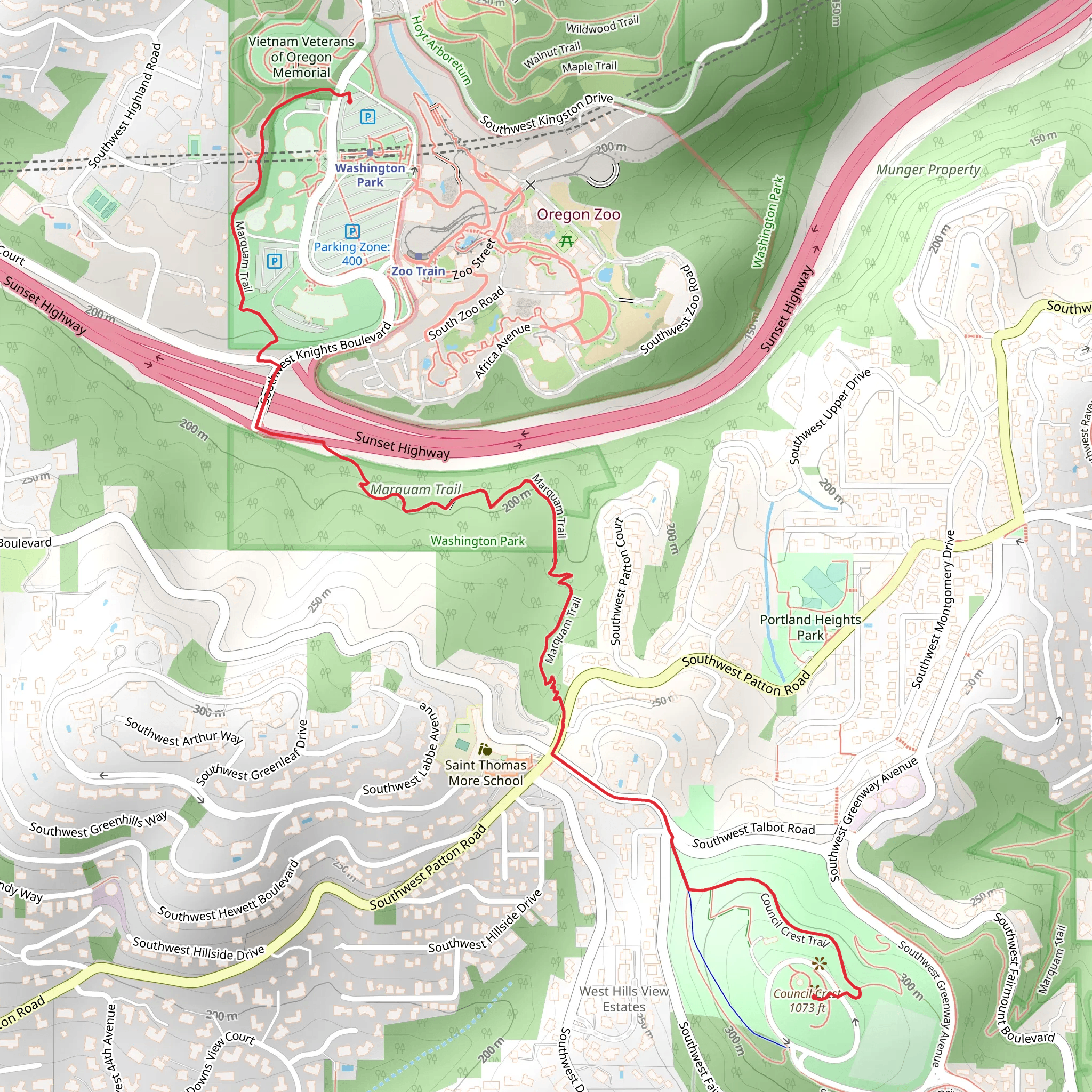 Marquam Trail and Four T Trail mobile static map