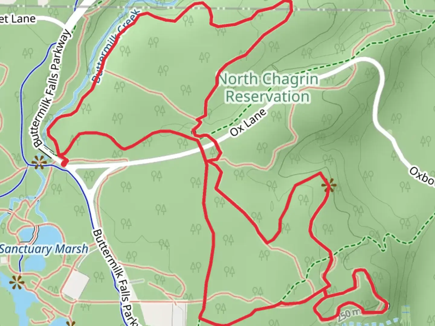 An image depicting the trail Bridle, Castle Valley and Hickory Fox Loop Trail and its surrounding area.