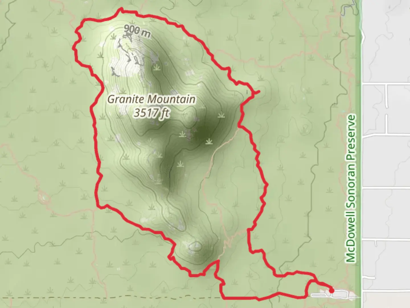 An image depicting the trail Granite Mountain Loop and its surrounding area.