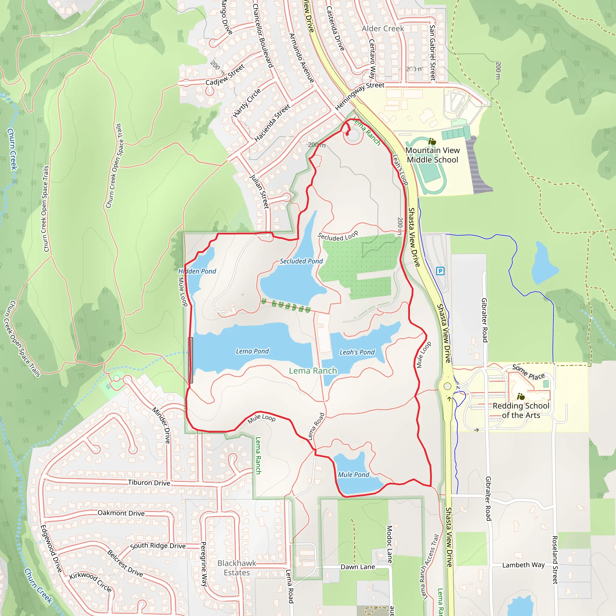 Hiddens, Lema, Mule, Leah's and Secluded Ponds Loop mobile static map