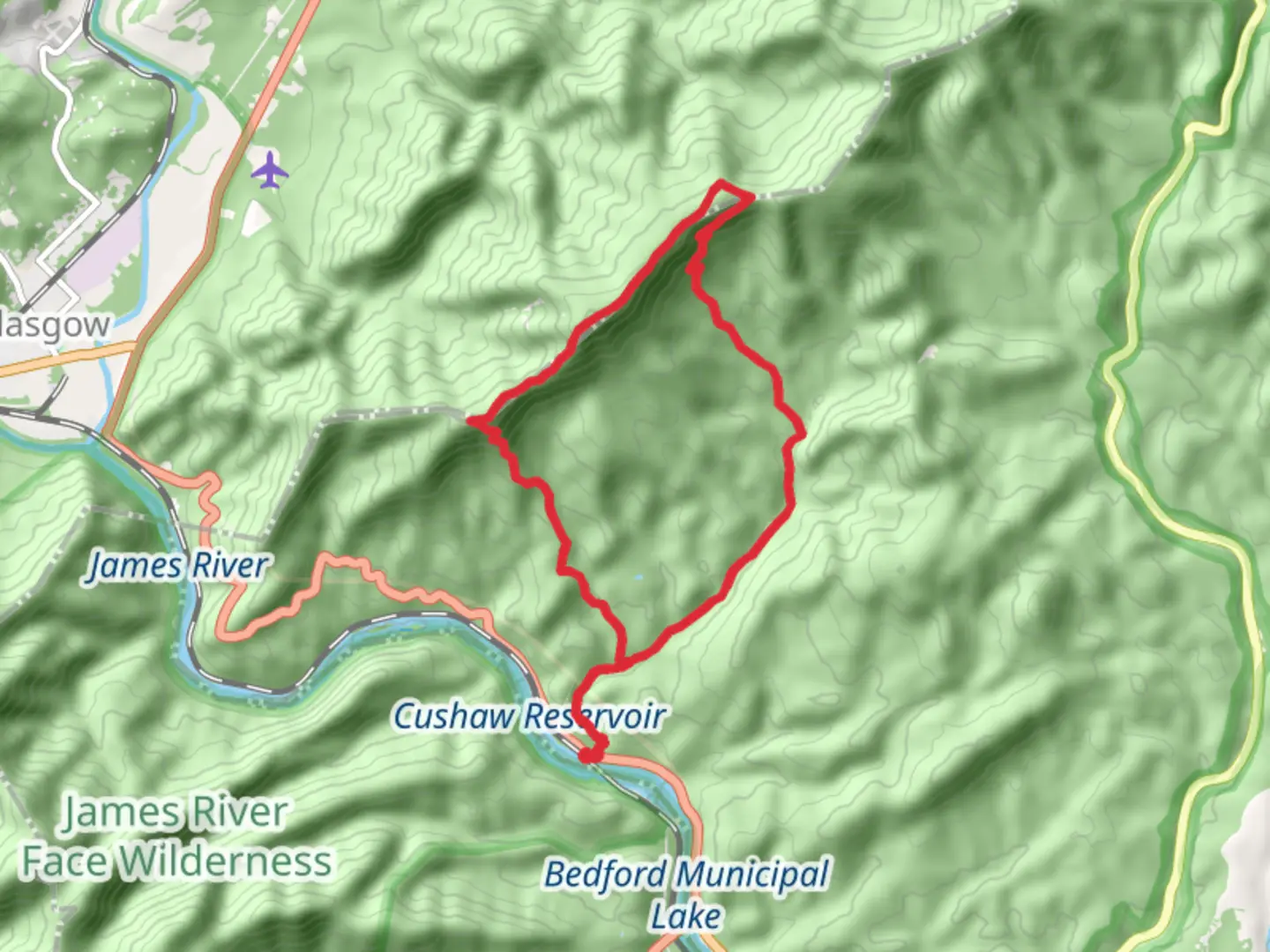 An image depicting the trail Little Rocky Row, Appalachian and Saddle Gap Loop Trail and its surrounding area.