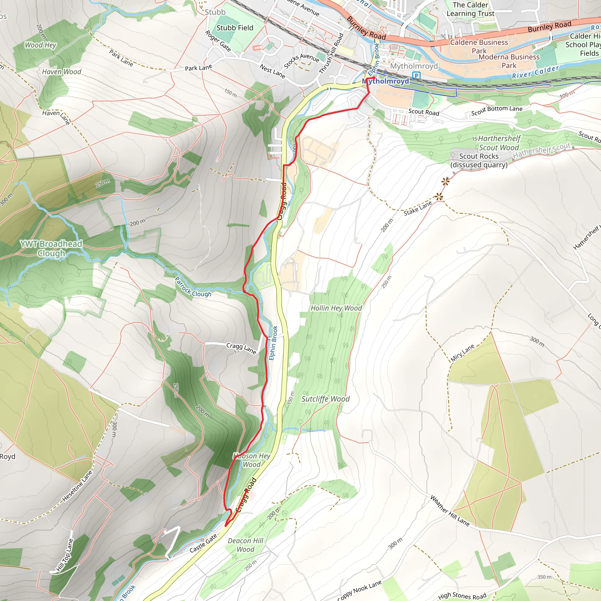 Cragg Vale to Mytholmroyd Walk mobile static map