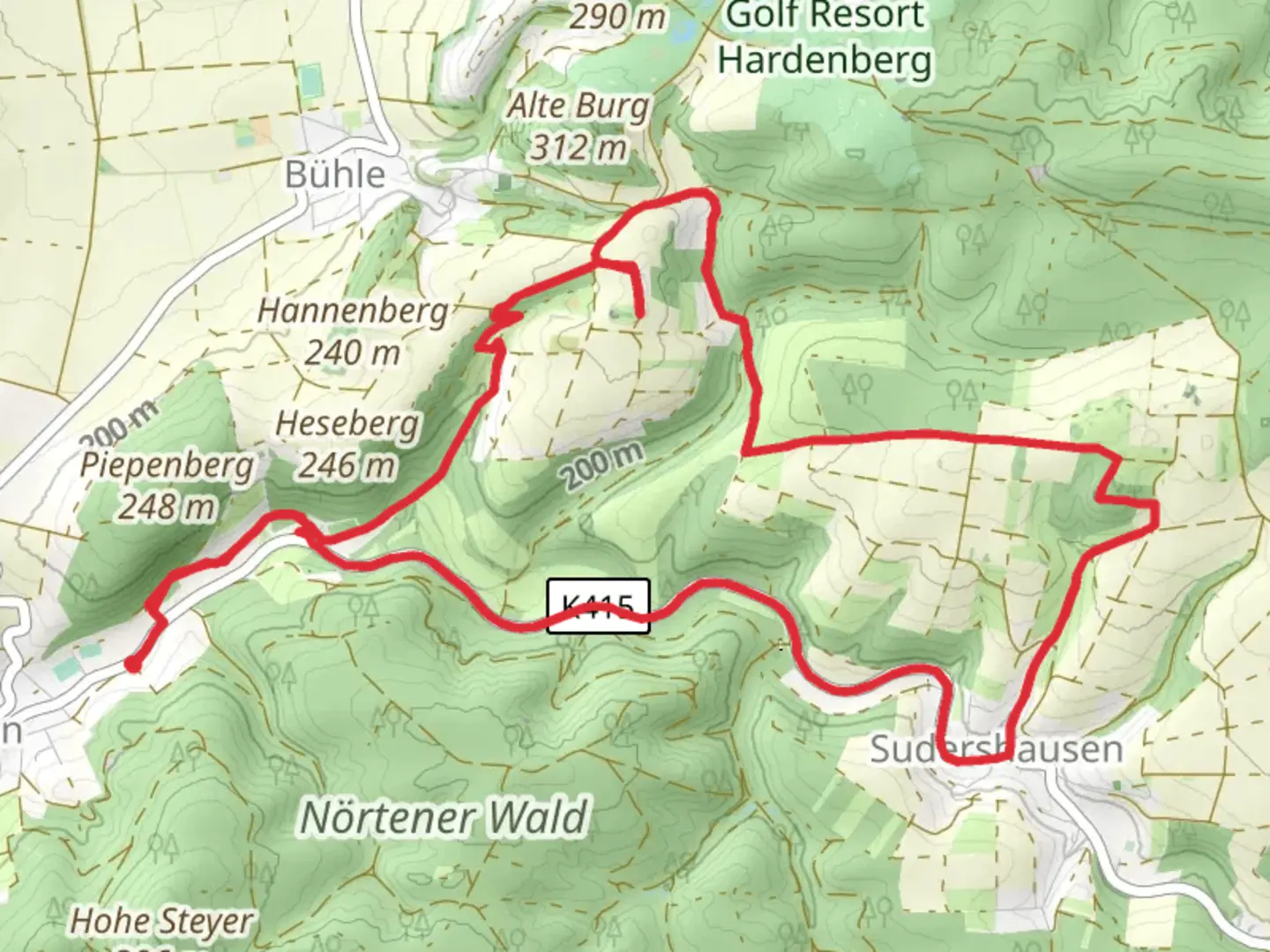 An image depicting the trail Levershäuser Straße Loop and its surrounding area.