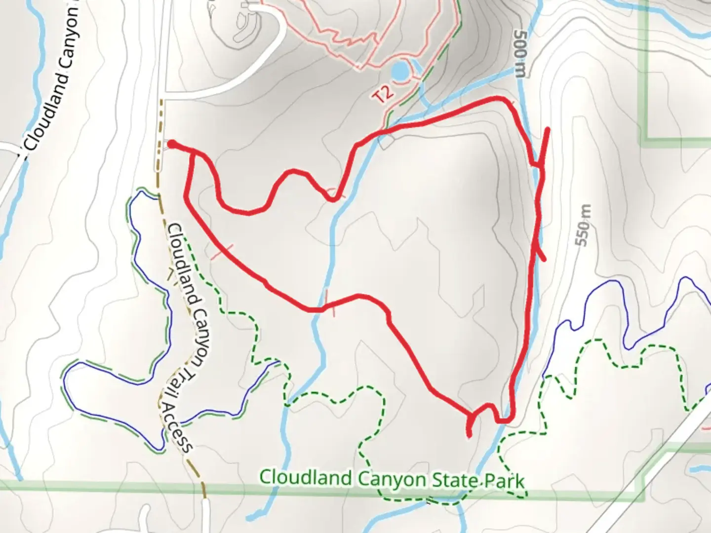 An image depicting the trail Two-Mile Backcountry Loop Trail and its surrounding area.