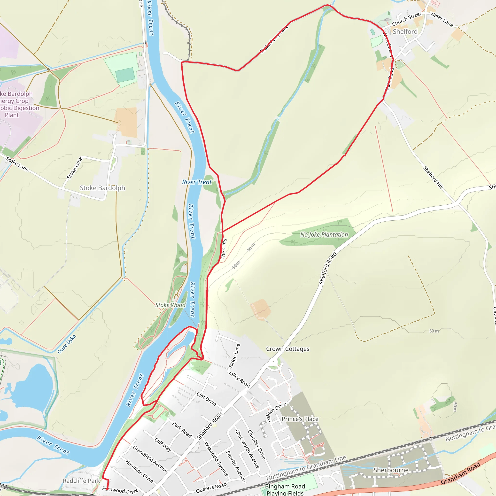 Radcliffe to Shelford Loop mobile static map