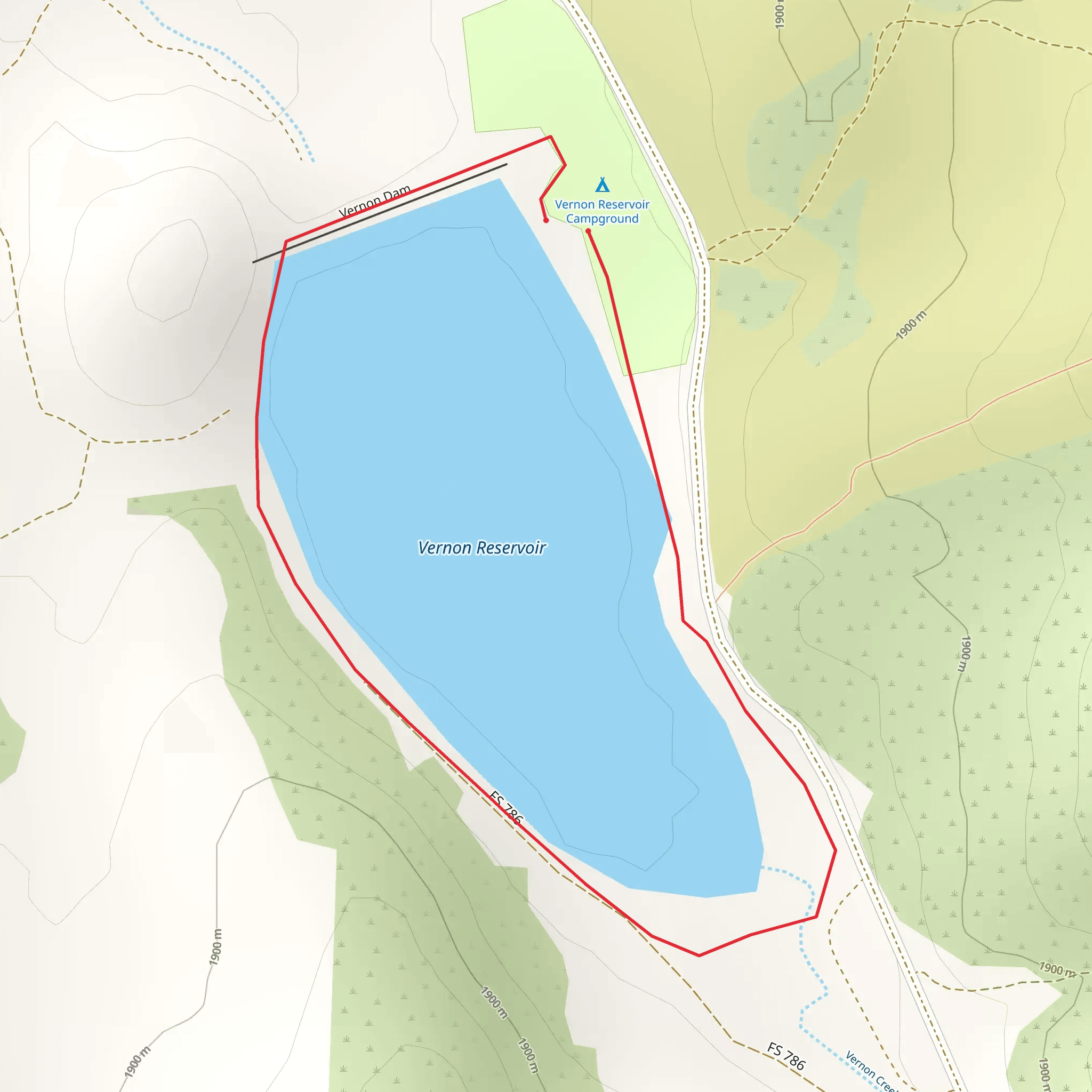 Vernon Reservoir Loop mobile static map