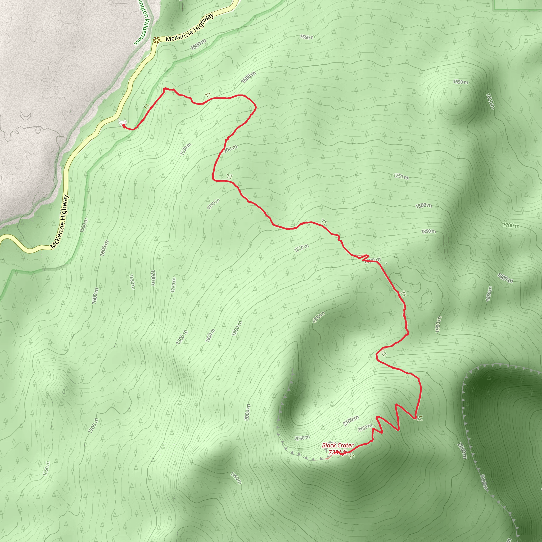 Black Crater Trail mobile static map