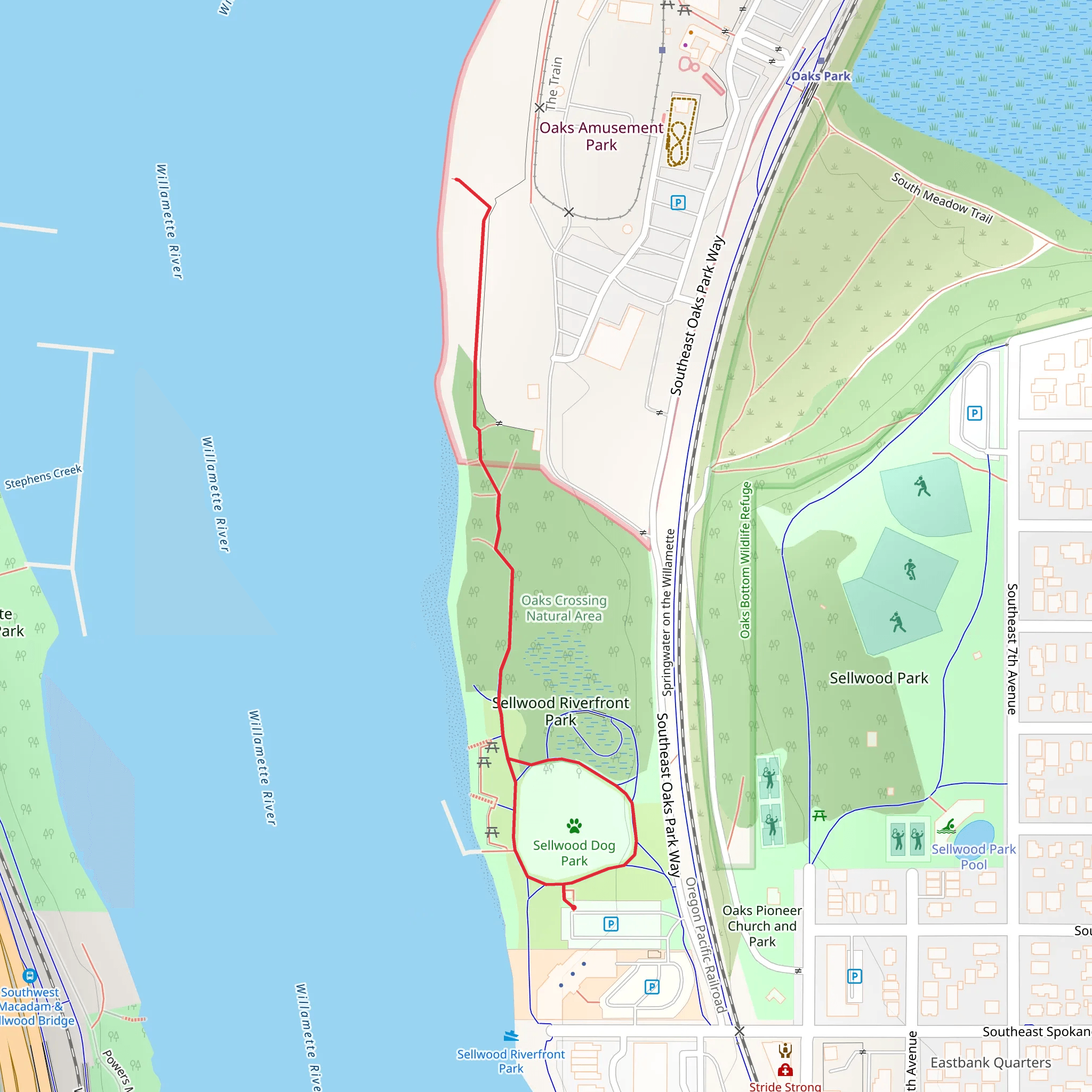Sellwood Riverfront Park Loop mobile static map