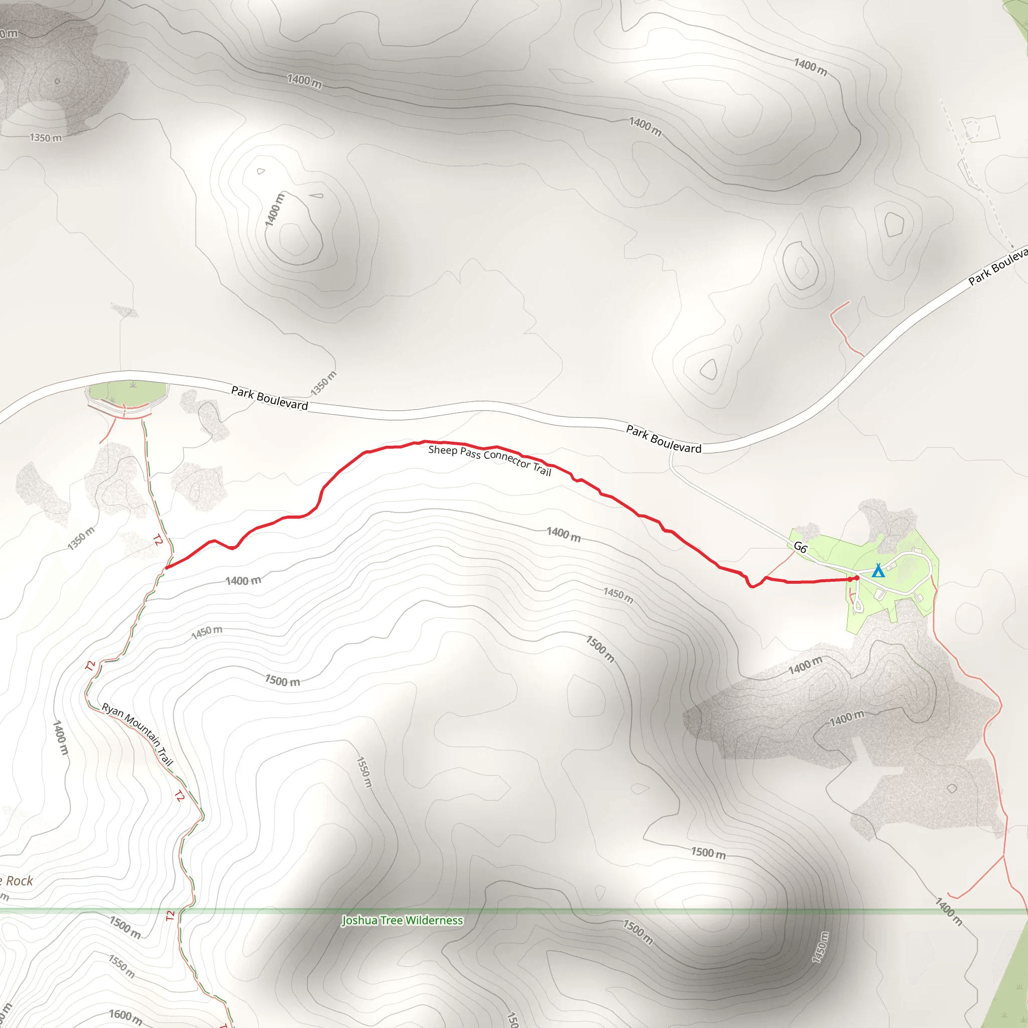 Ryan Mountain - Sheep Pass Connector Trail mobile static map