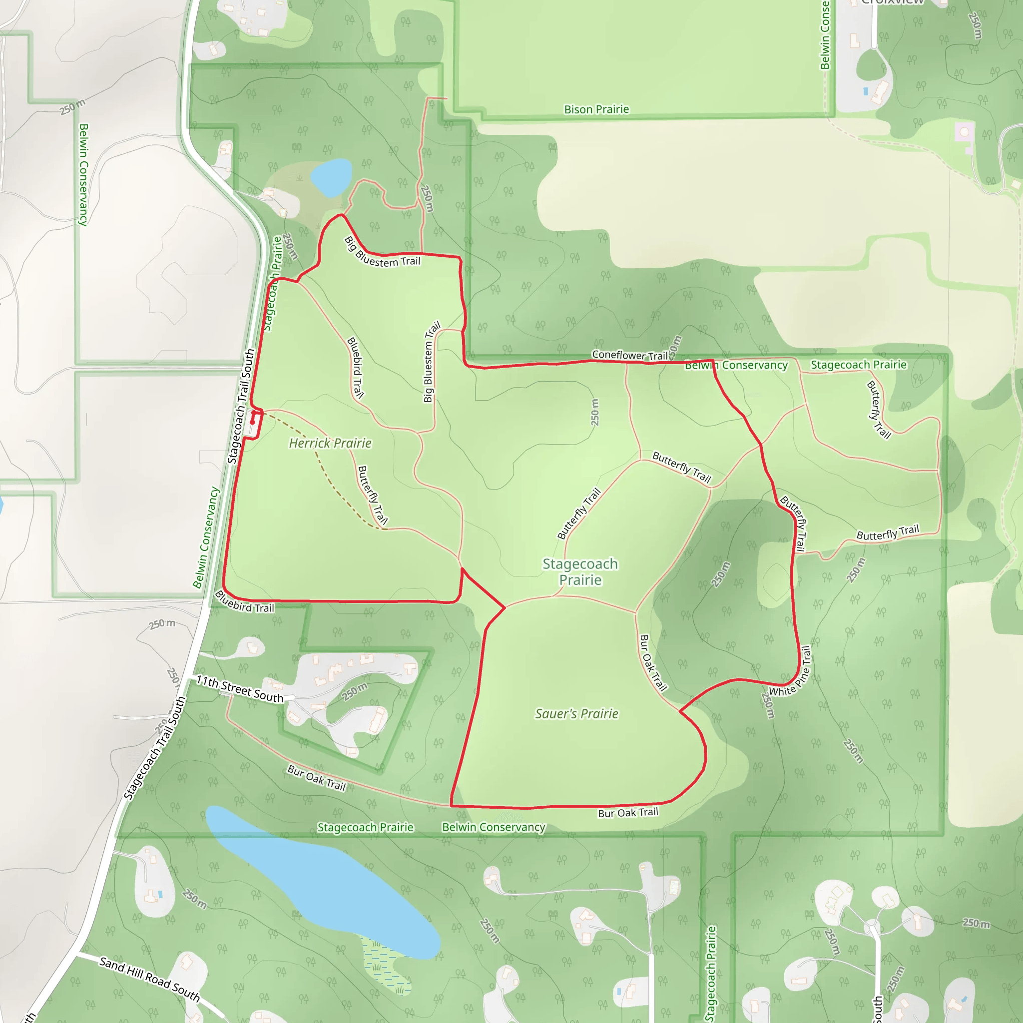 Herrick Prairie and Sauer's Prairie Loop mobile static map