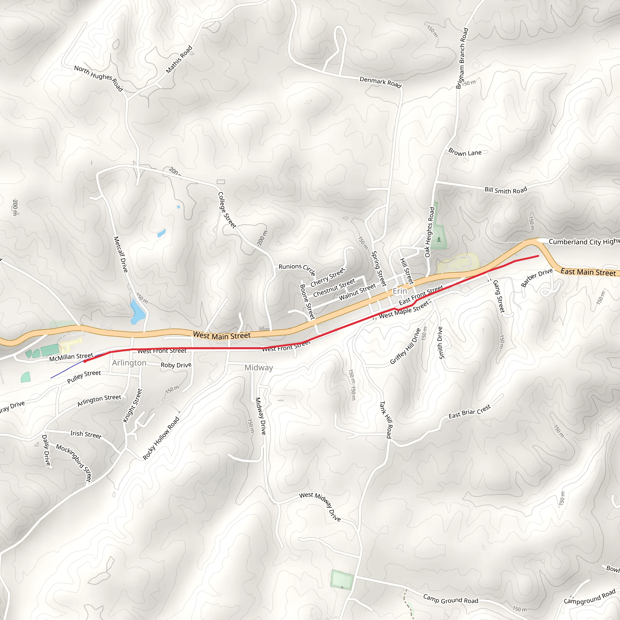 Walk beside Erin Branch from McMillan Street mobile static map