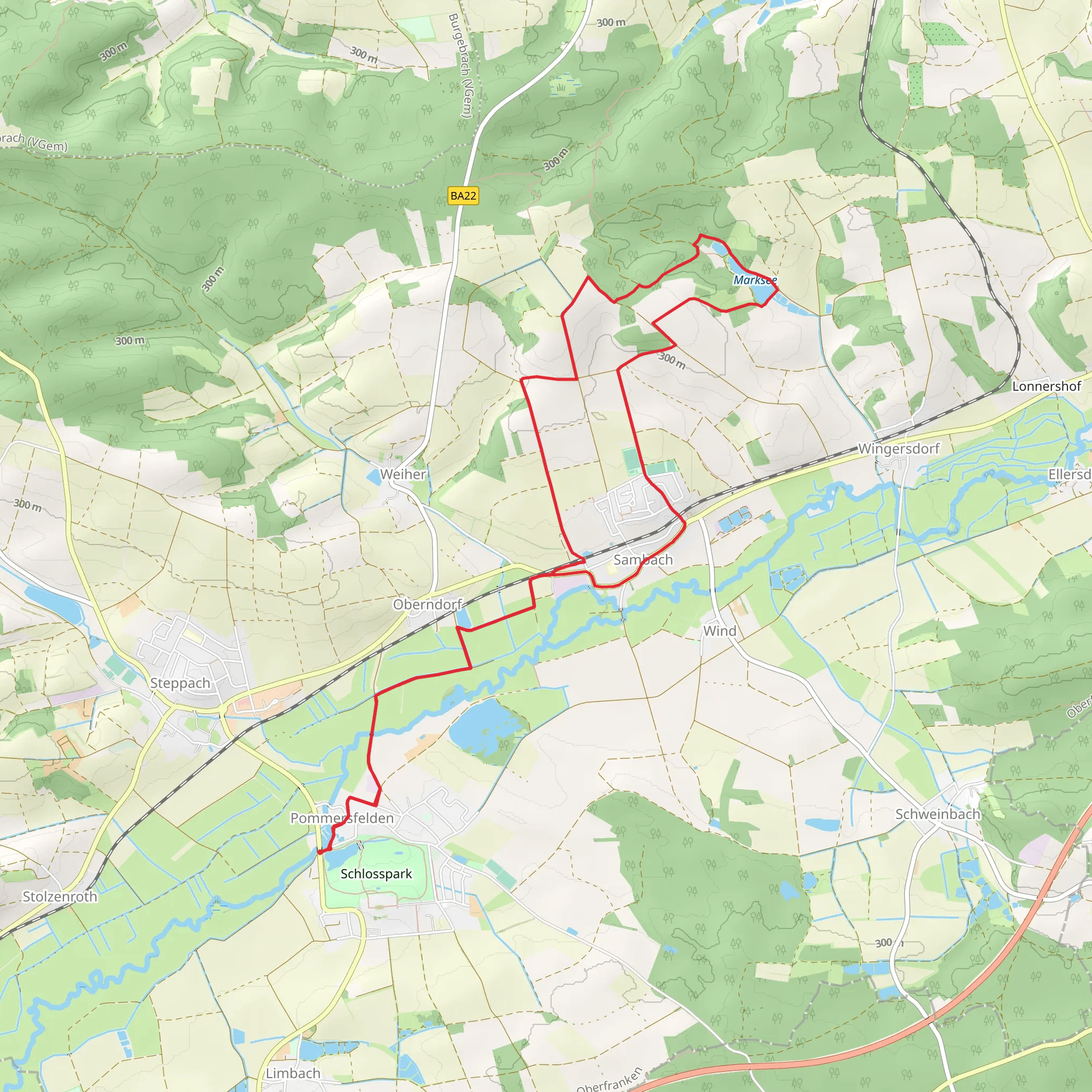Marksee via Marlseeweg Pommersfelden mobile static map