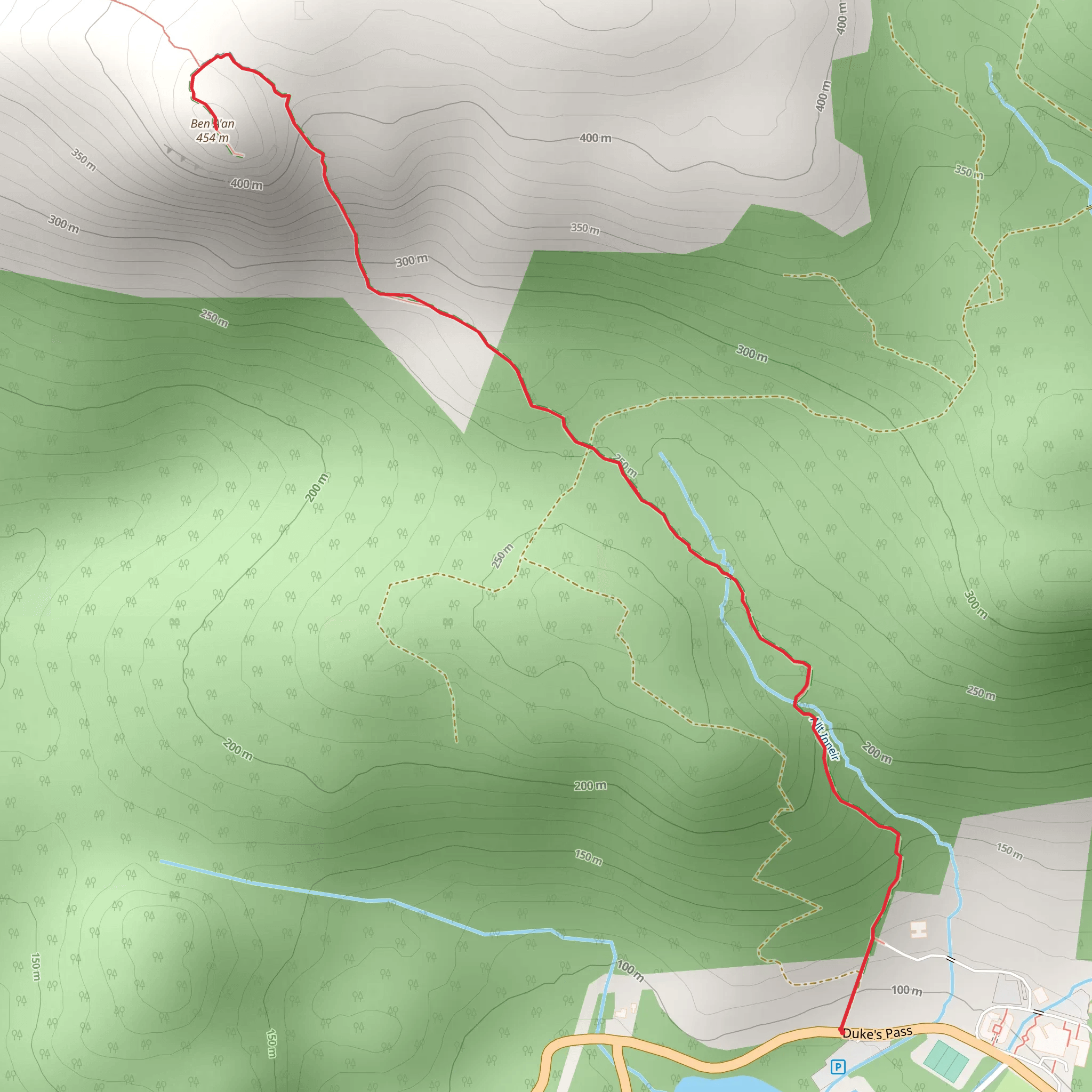 Ben A'an from Loch Achray mobile static map