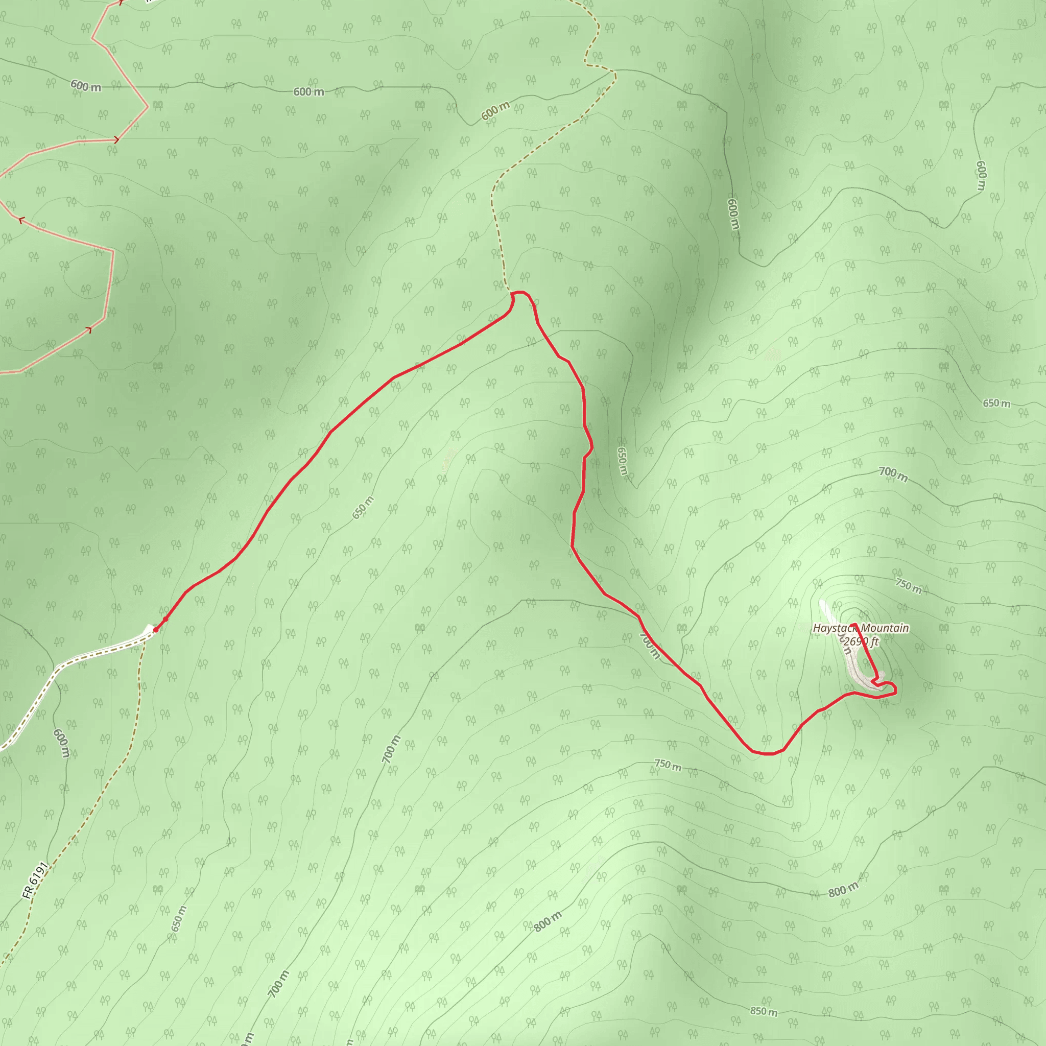 Haystack Mountain Trail mobile static map