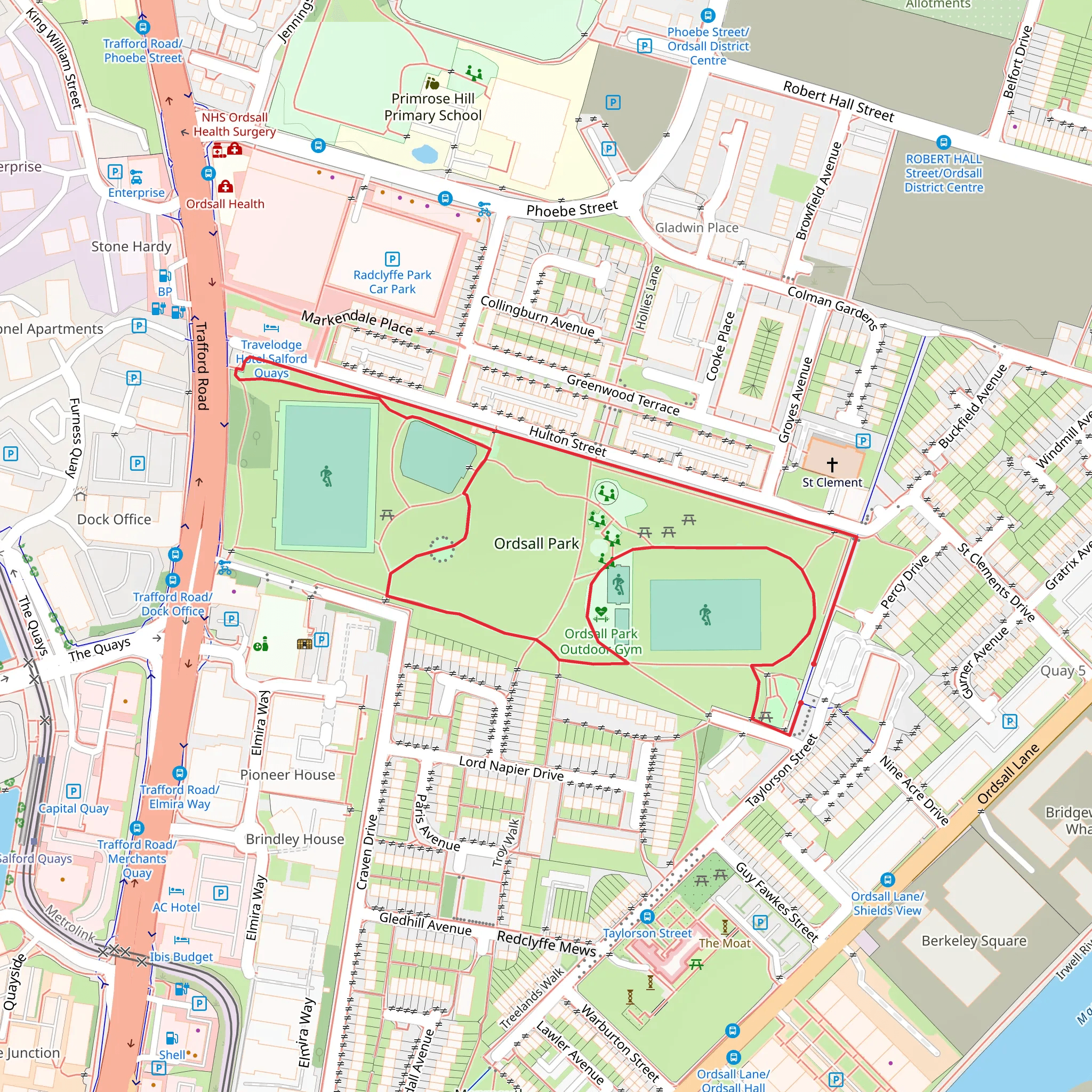 Ordsall Park Loop mobile static map
