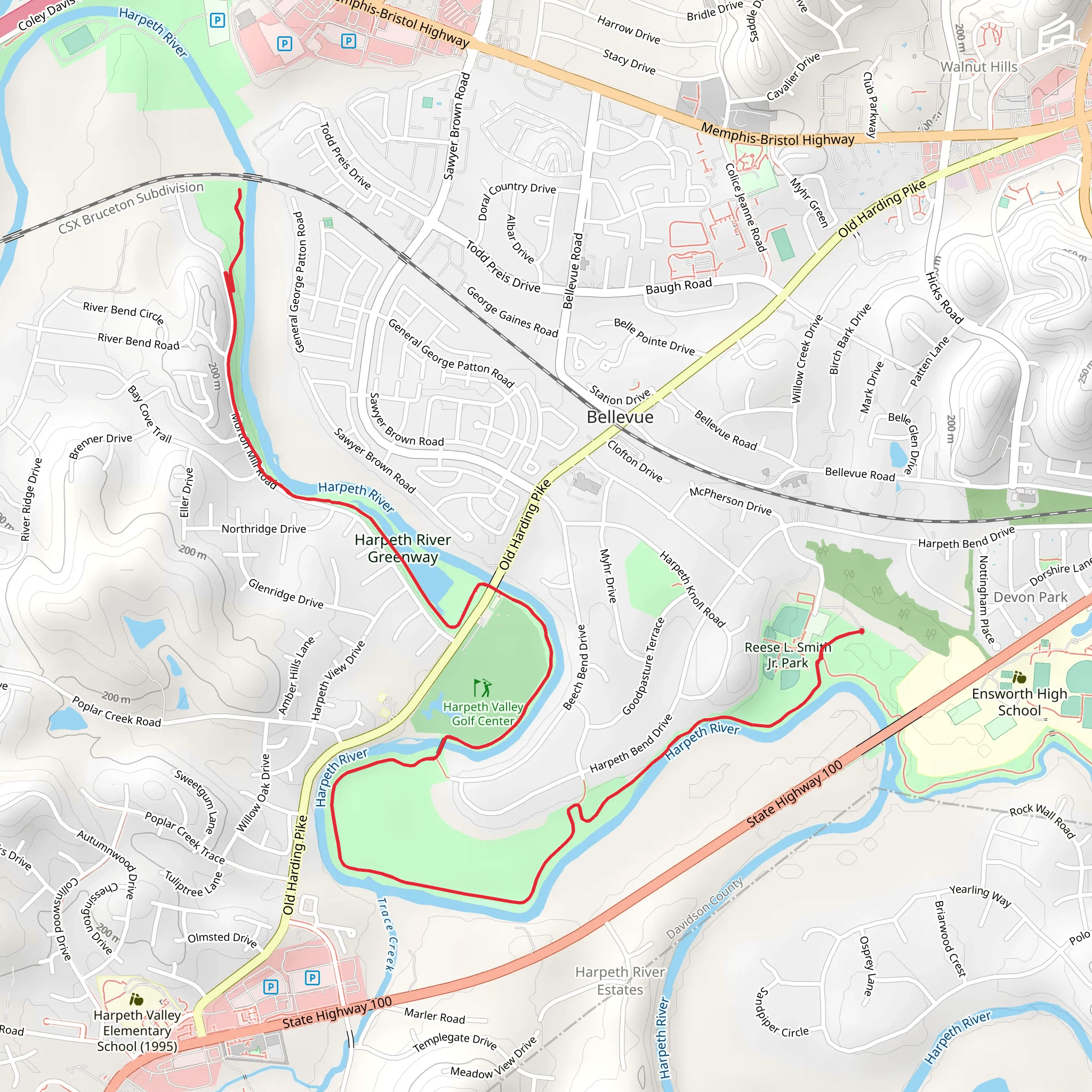 Harpeth River Greenway mobile static map
