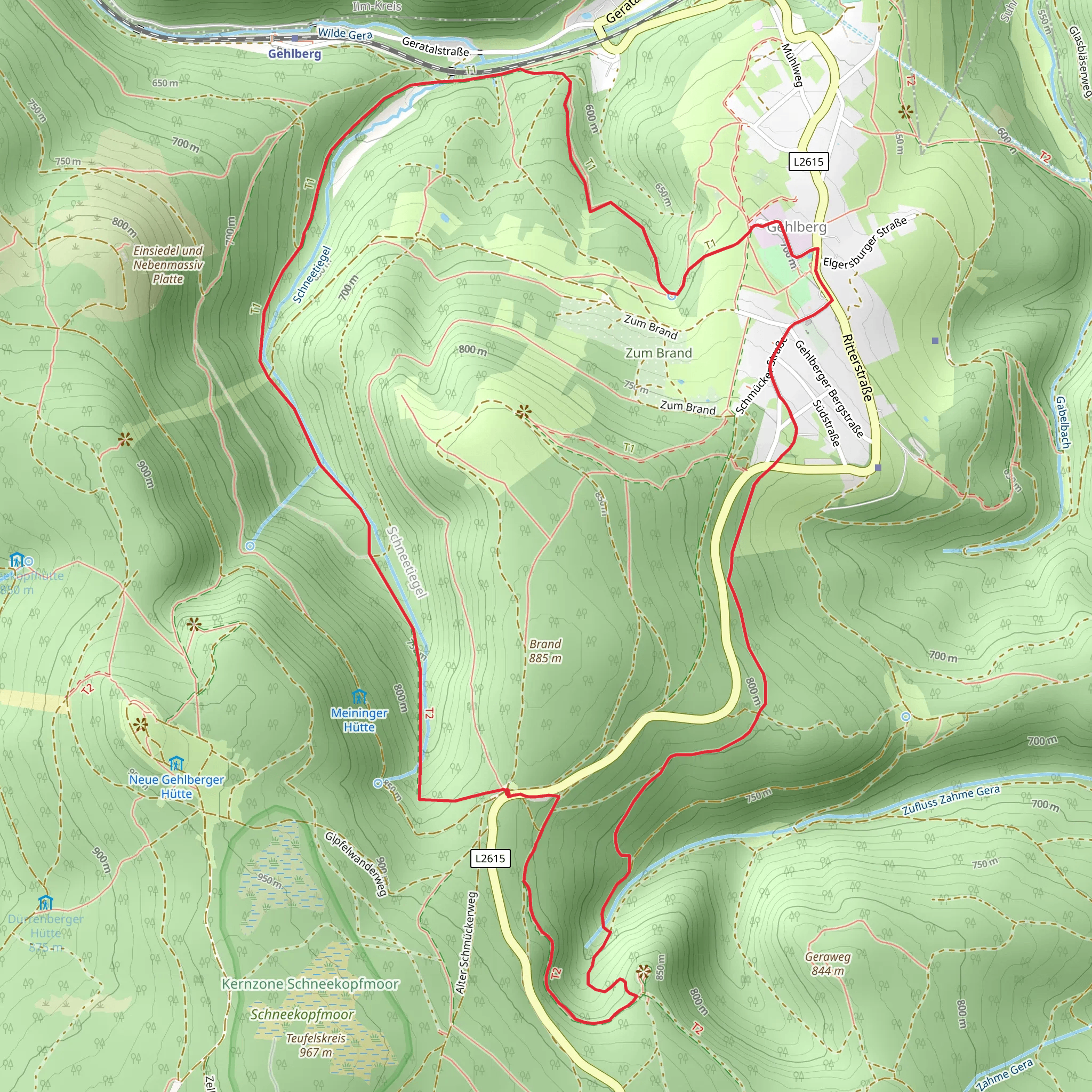 Seiffartsburg, Gehlberg and Meininger Hutte Loop mobile static map