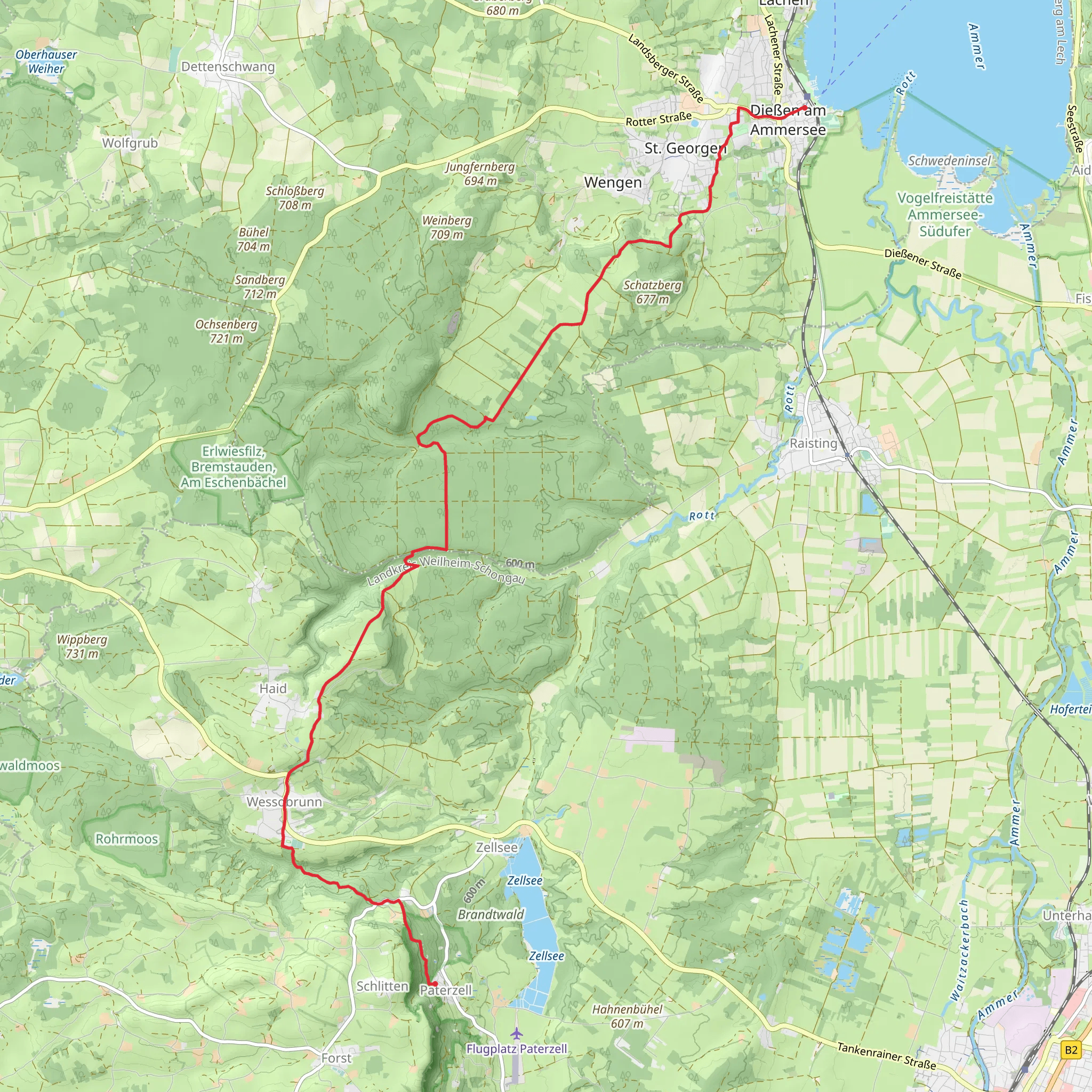 Dieben to Paterzell Walk mobile static map