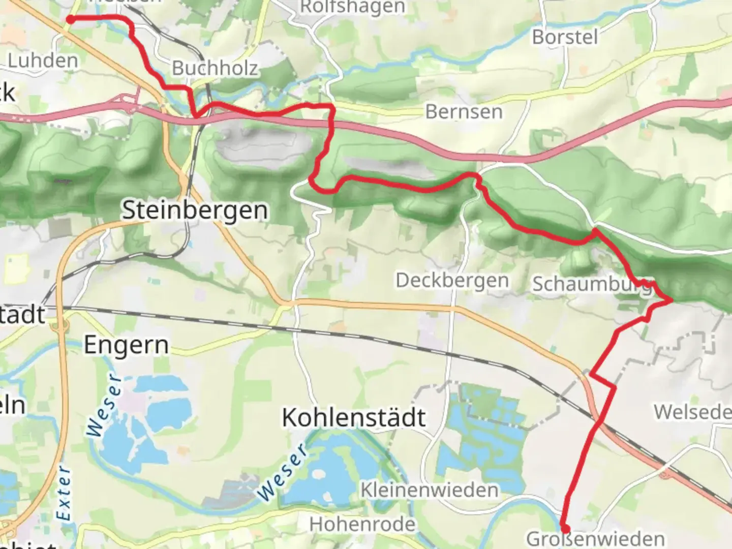 An image depicting the trail Heeben to Grobenwieden Walk and its surrounding area.
