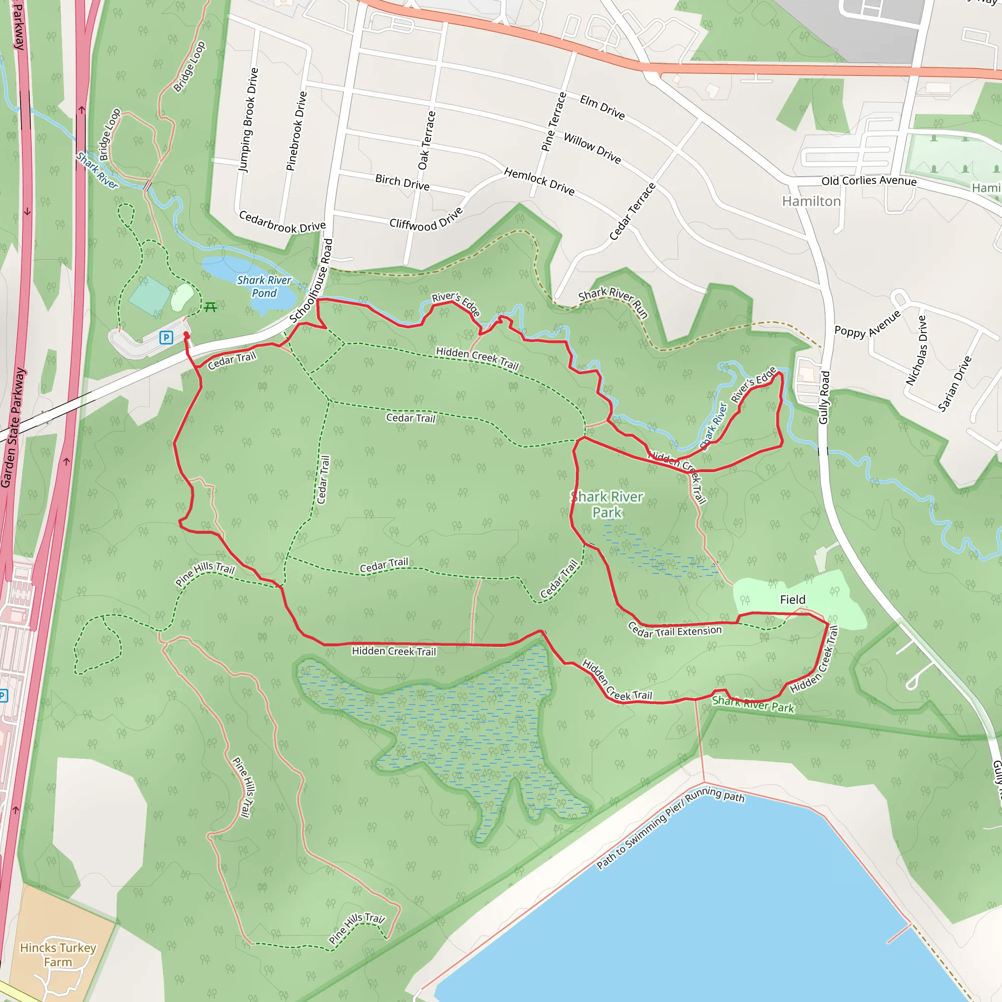River's Edge and Hidden Creek Loop Trail mobile static map