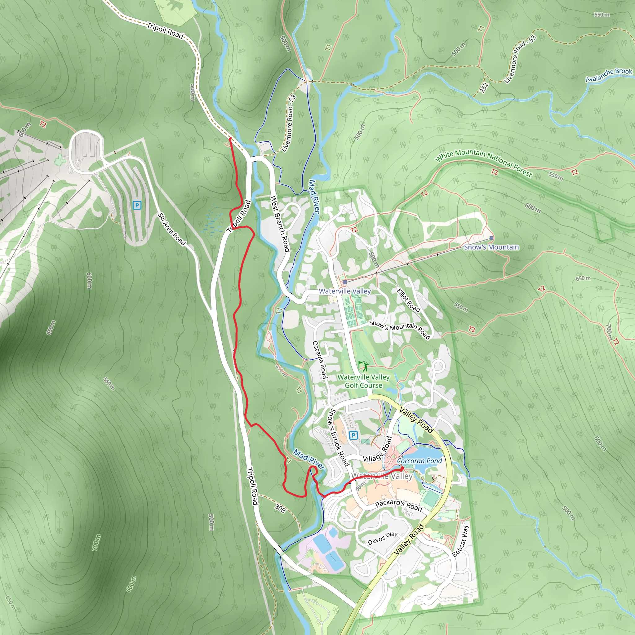 Waterville Valley - Swans Way mobile static map