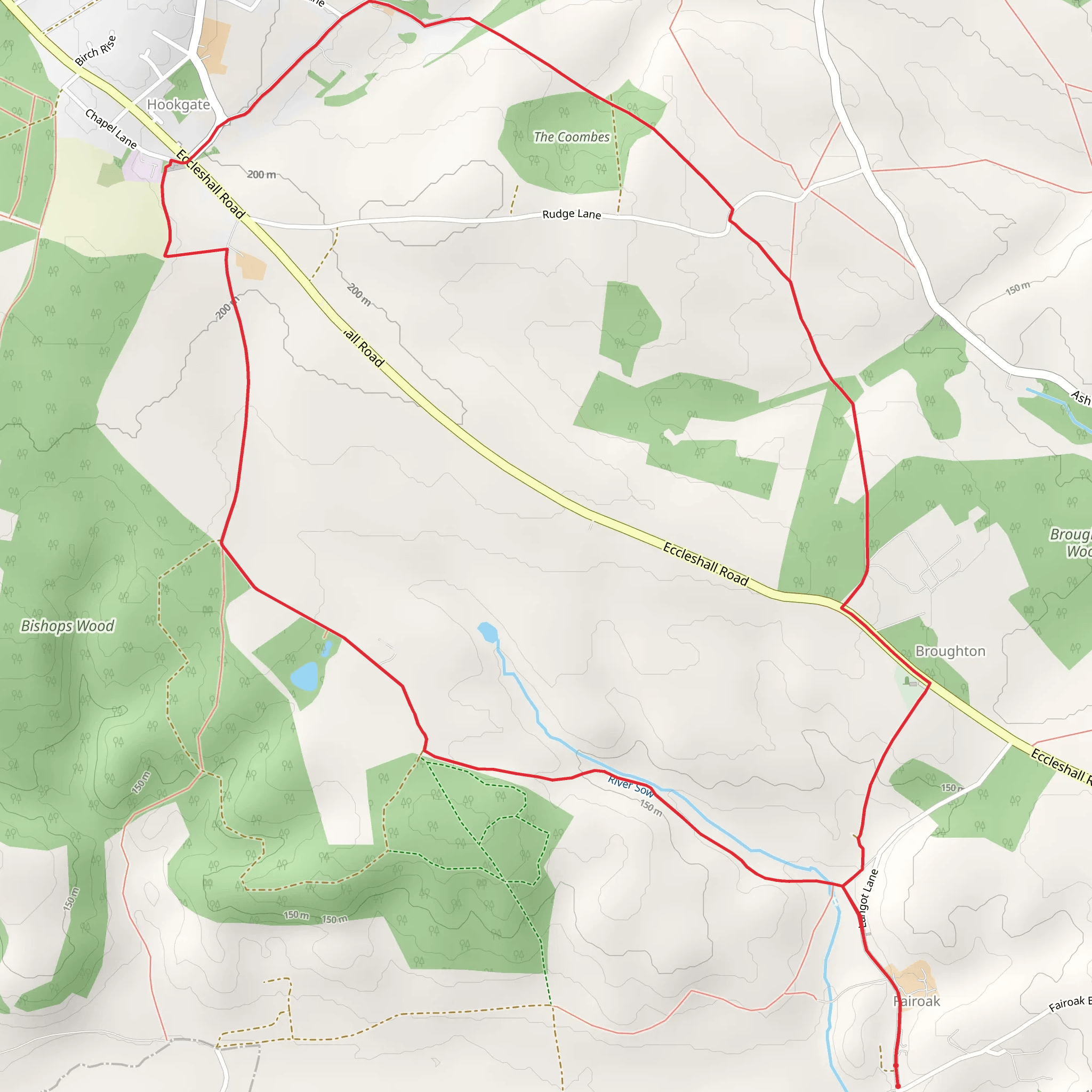 Fairoak and Broughton Loop via The Coombes mobile static map