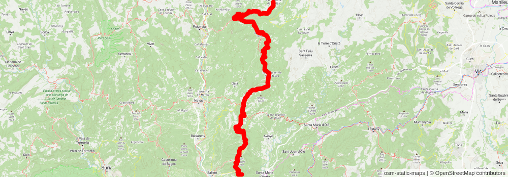 GR 4 Puigcerdà- Montserrat stage 6 Map