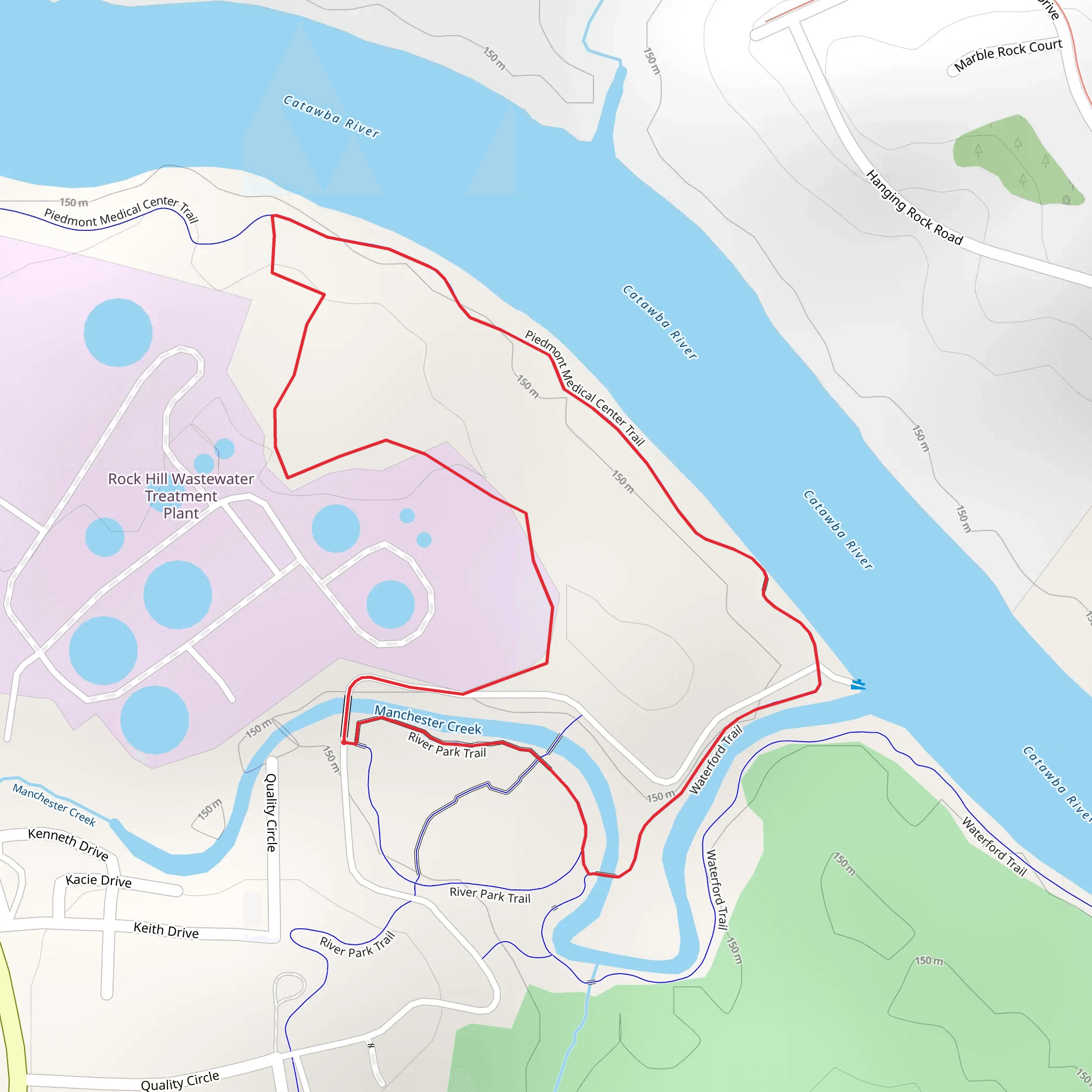 River Park, Waterford and Piedmont Medical Center Loop Trail mobile static map