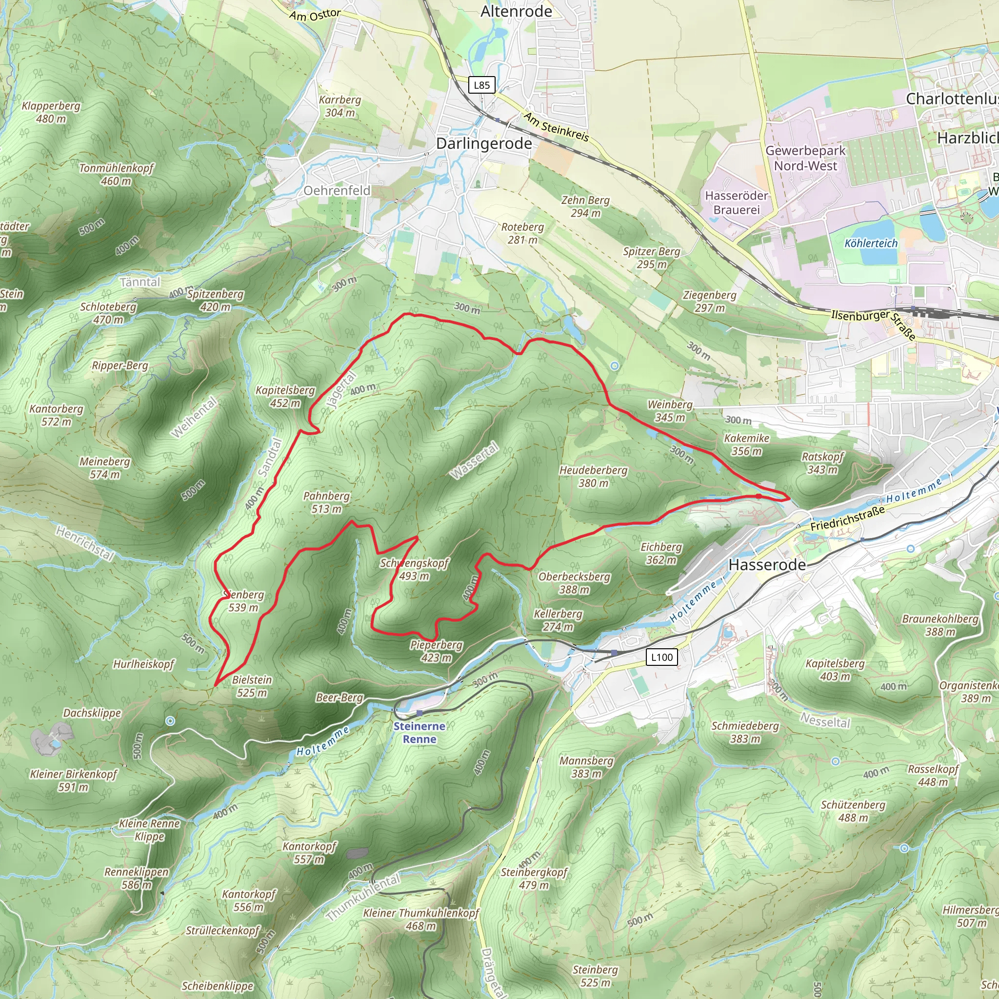 Himmelpforten Teich and Kuhbornteich via Harzklub Weg mobile static map