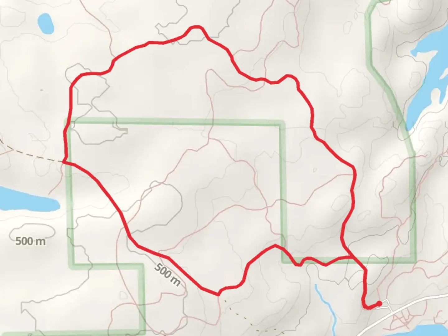 An image depicting the trail Sentinels, North Star Run and Hug-A-Tree Loop and its surrounding area.