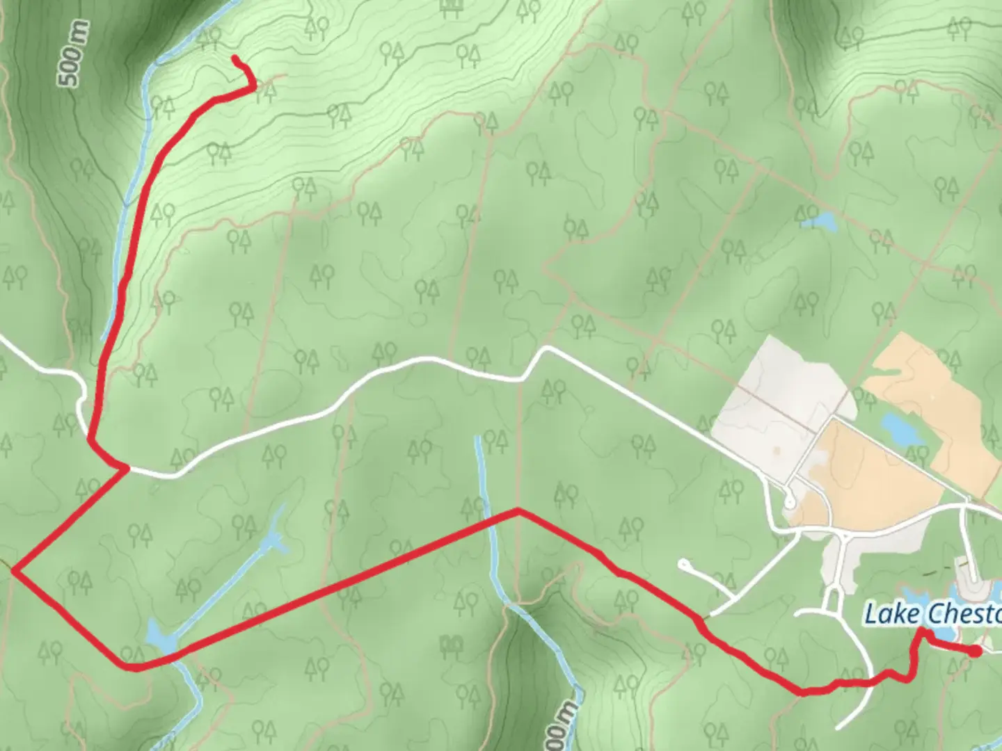 An image depicting the trail Dick creek via Sewanee Trail and Wiggins Creek Trail and its surrounding area.
