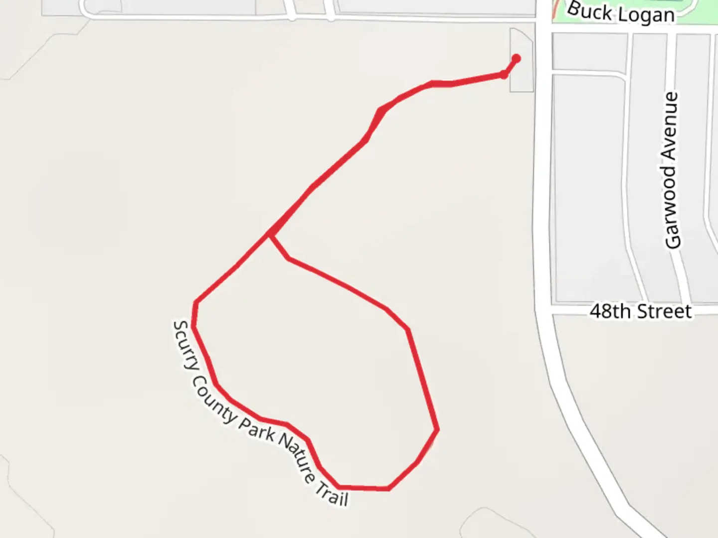 An image depicting the trail Scurry County Park Nature Loop Trail and its surrounding area.