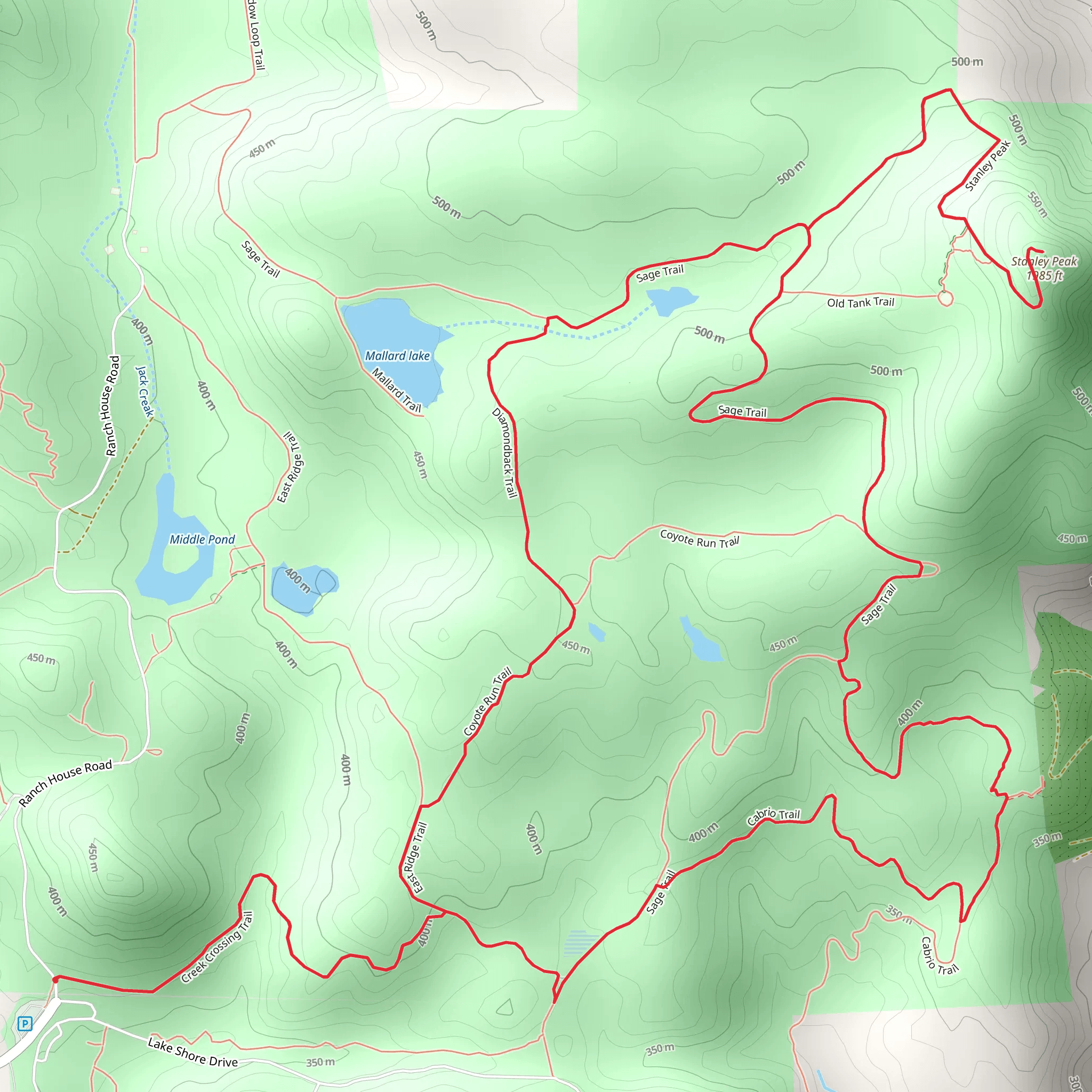 Stanley Peak via Sage Trail and Diamondback Trail mobile static map
