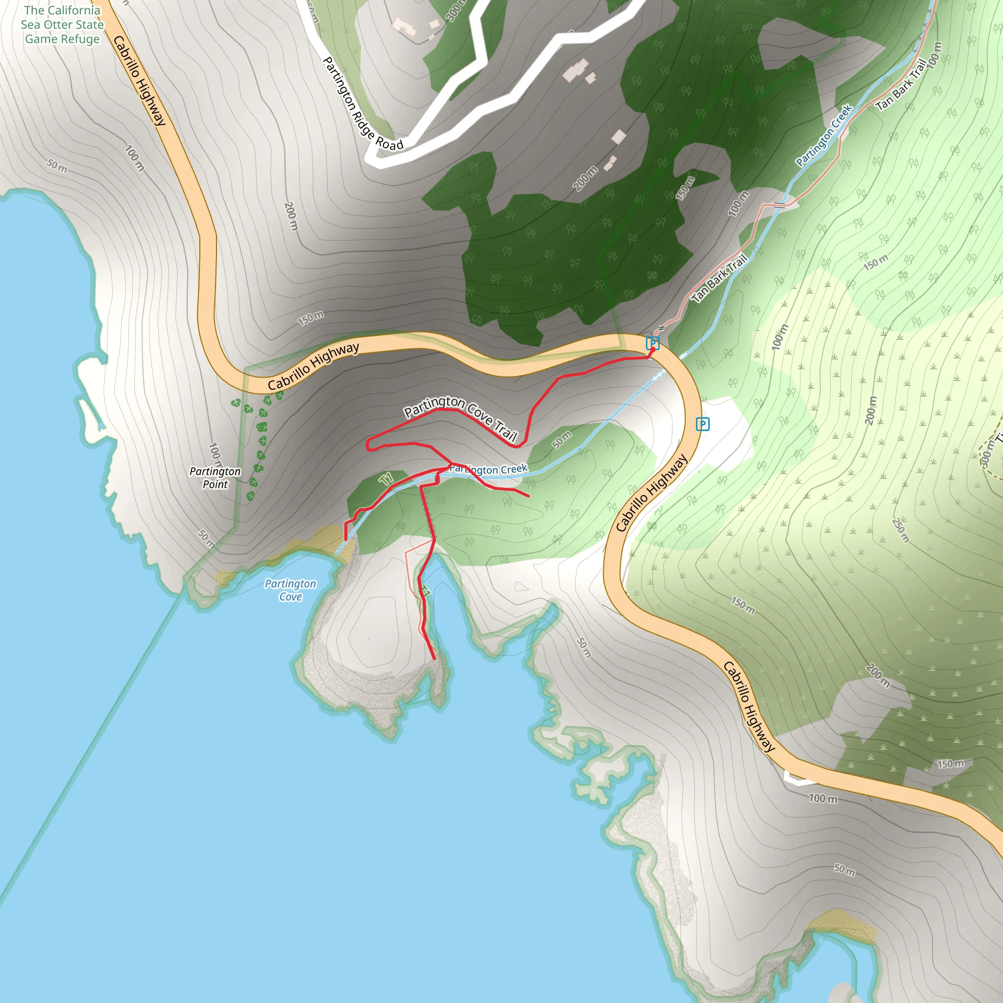 Partington Cove Trail mobile static map