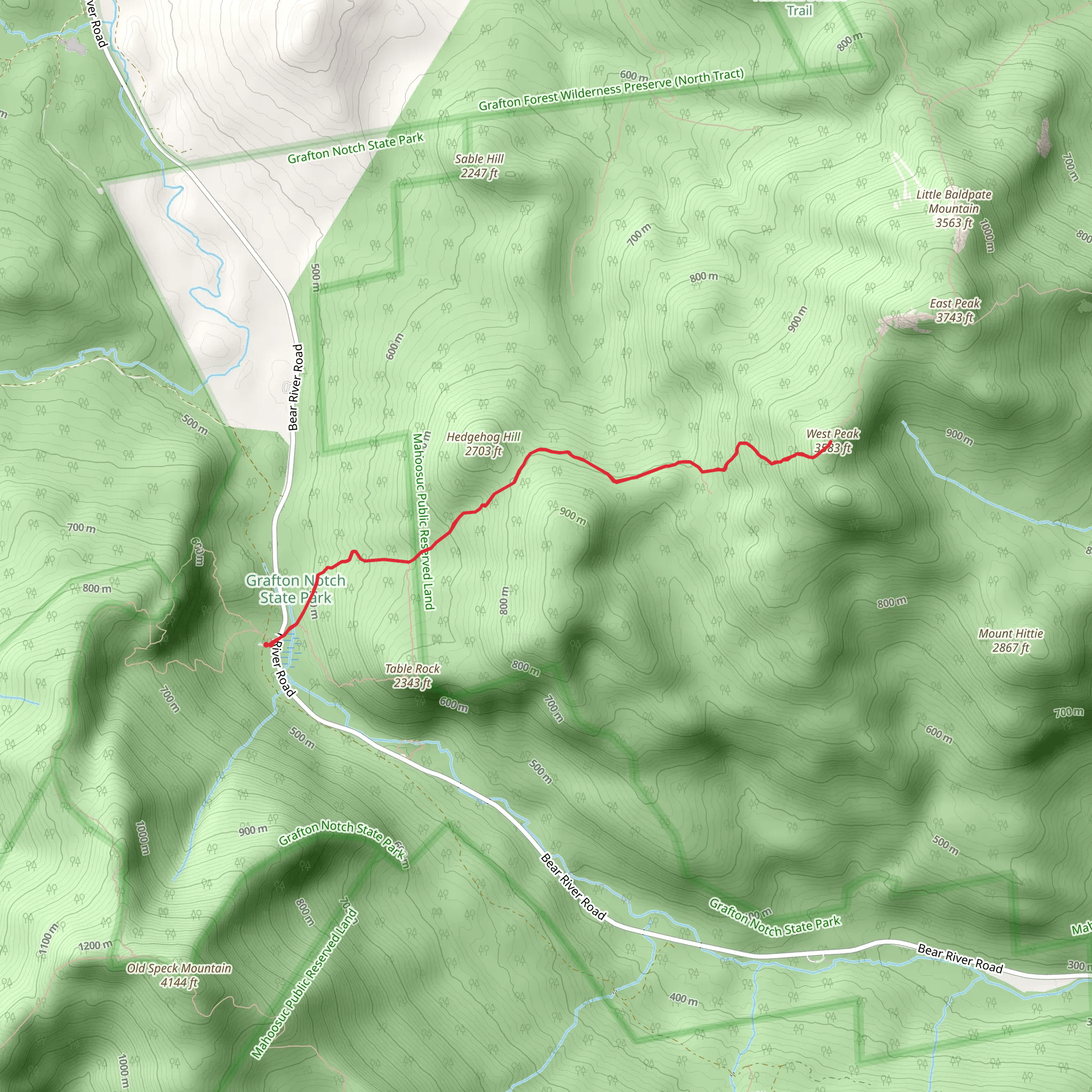 West Peak via Grafton Loop Trail mobile static map