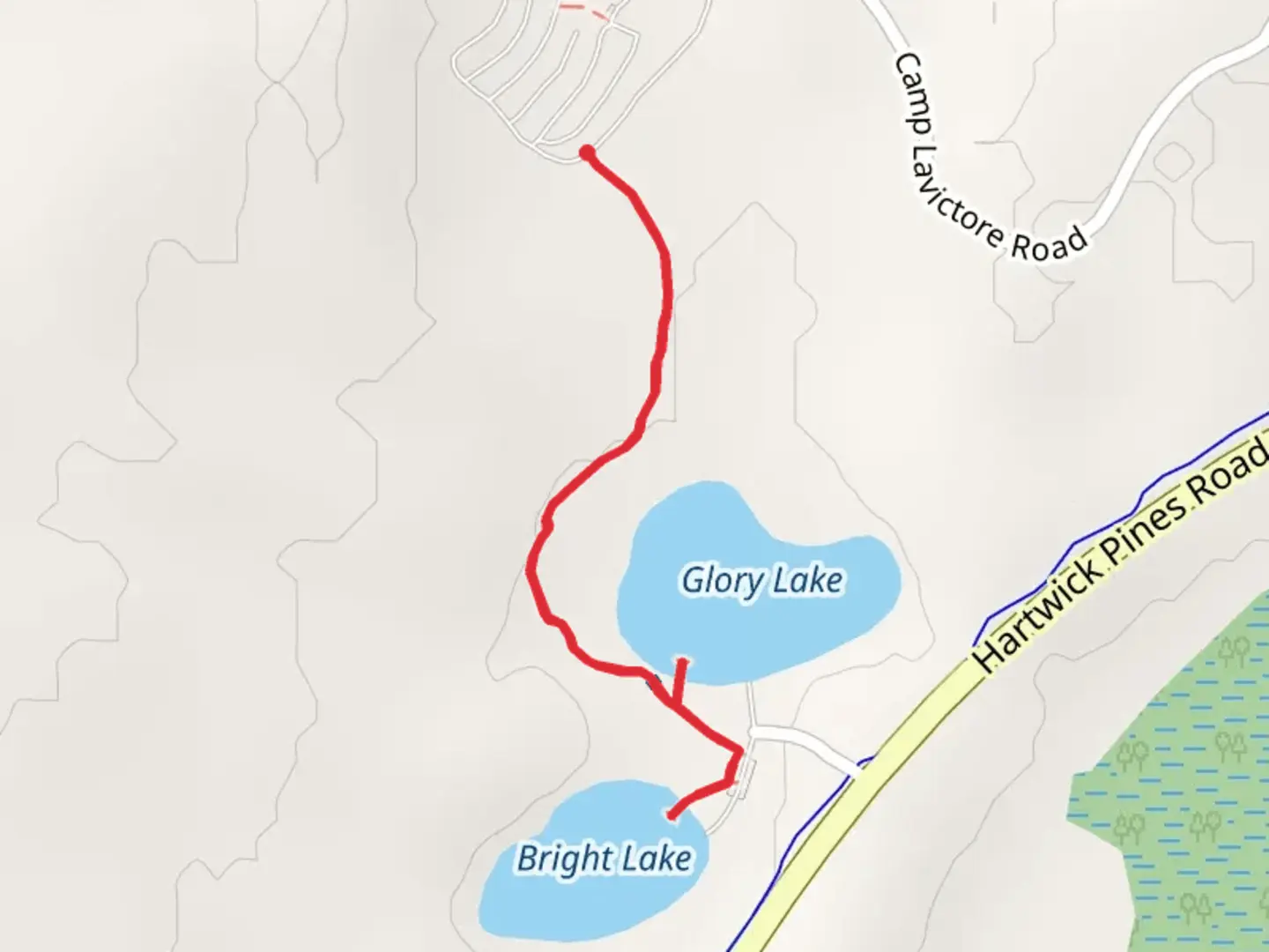 An image depicting the trail Glory Lake and Bright Lake and its surrounding area.