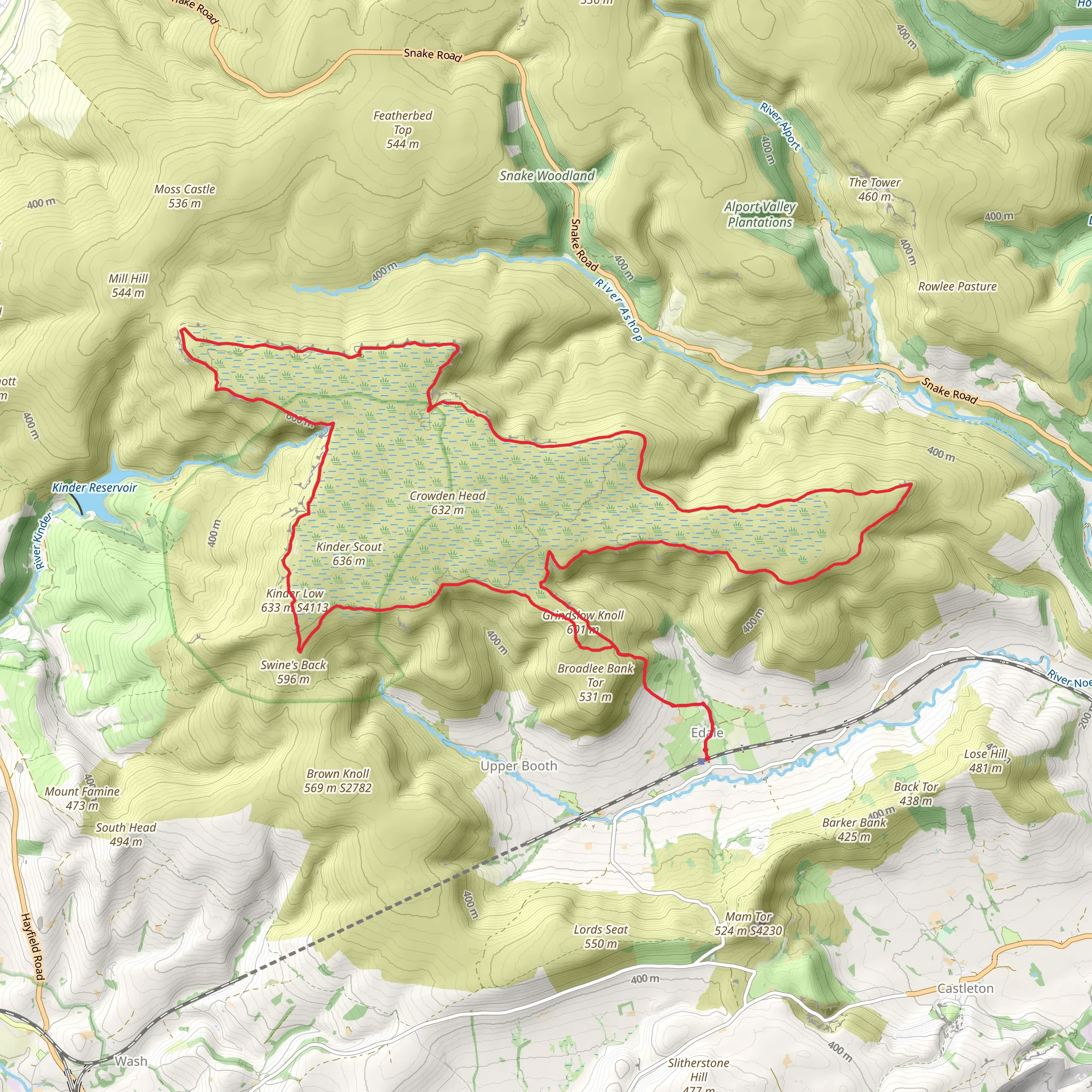 The Kinder Edges from Edale mobile static map